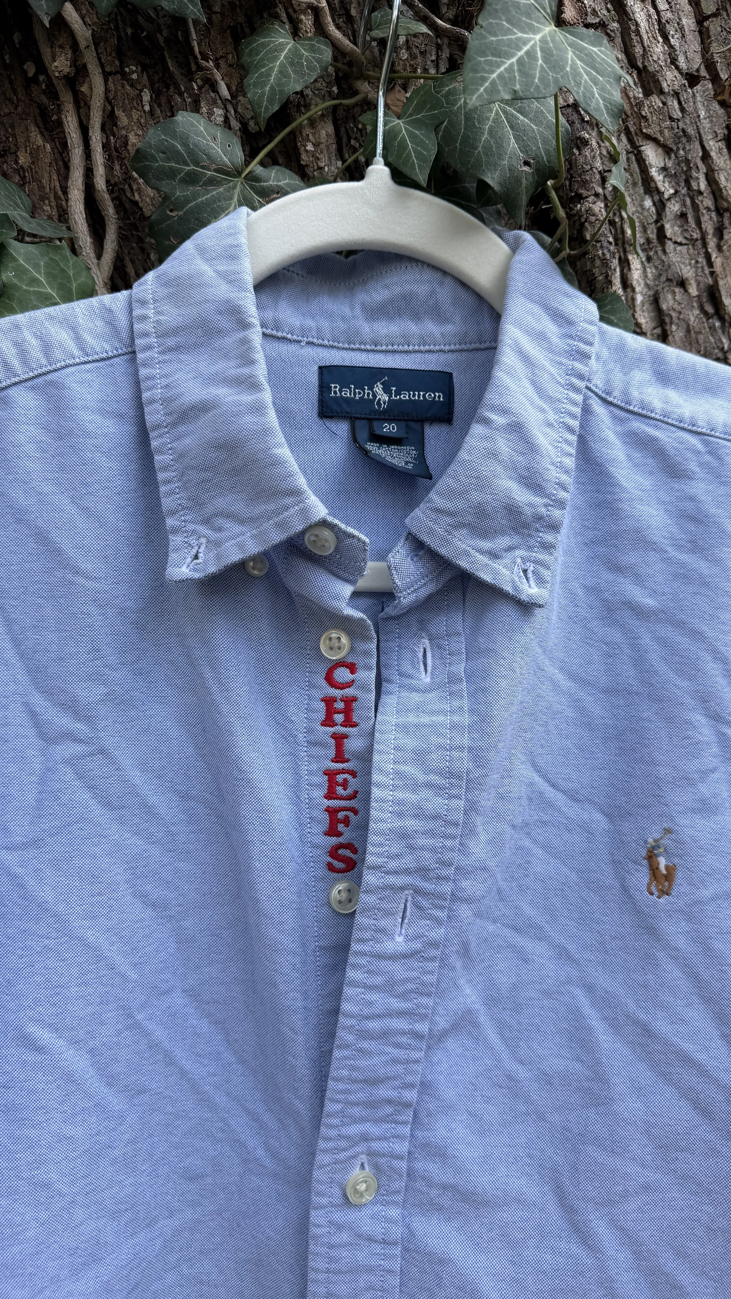 upcycled chiefs icon button-down - YOUTH size 20 // #103