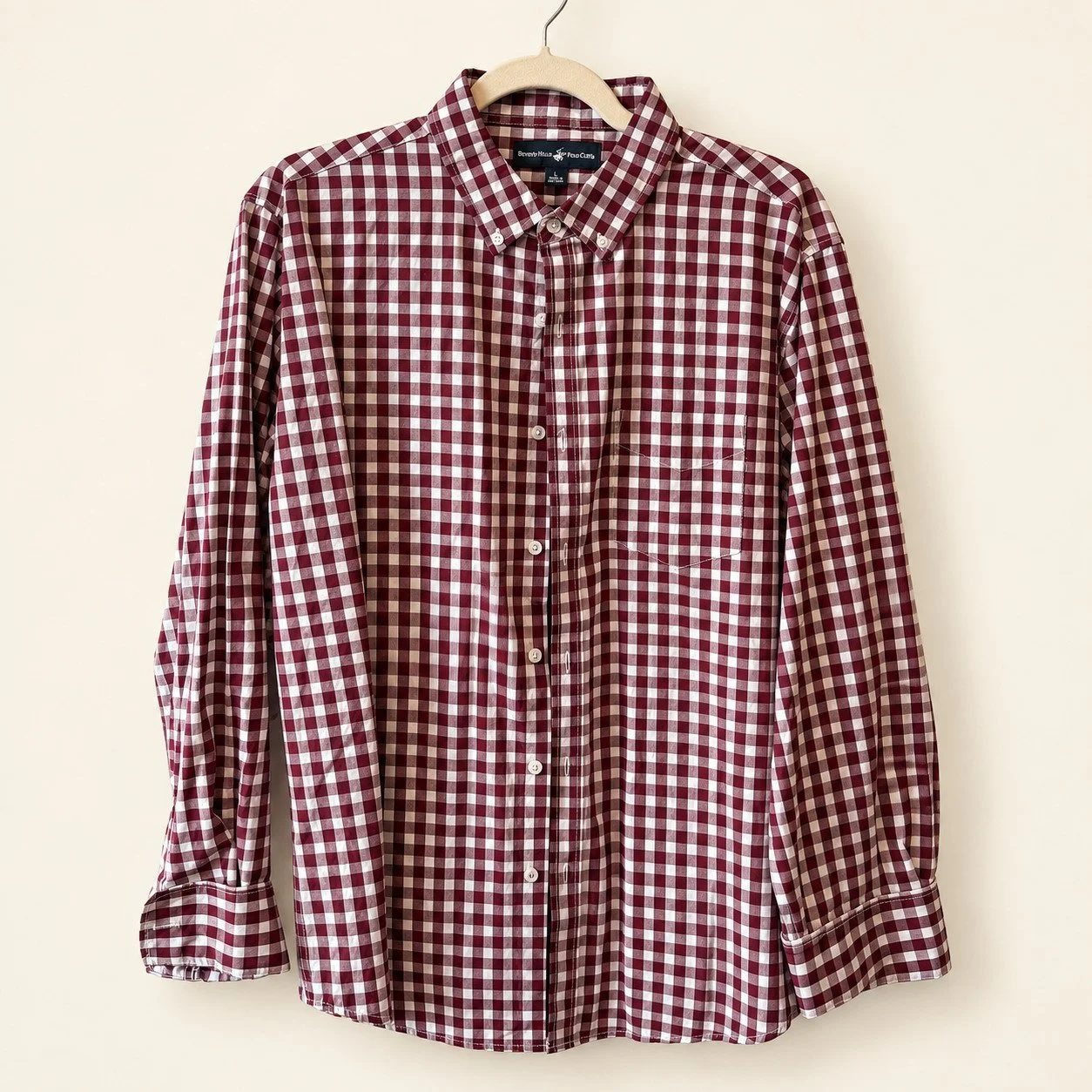 Beverly Hills Polo Club Burgundy Gingham Button-Down