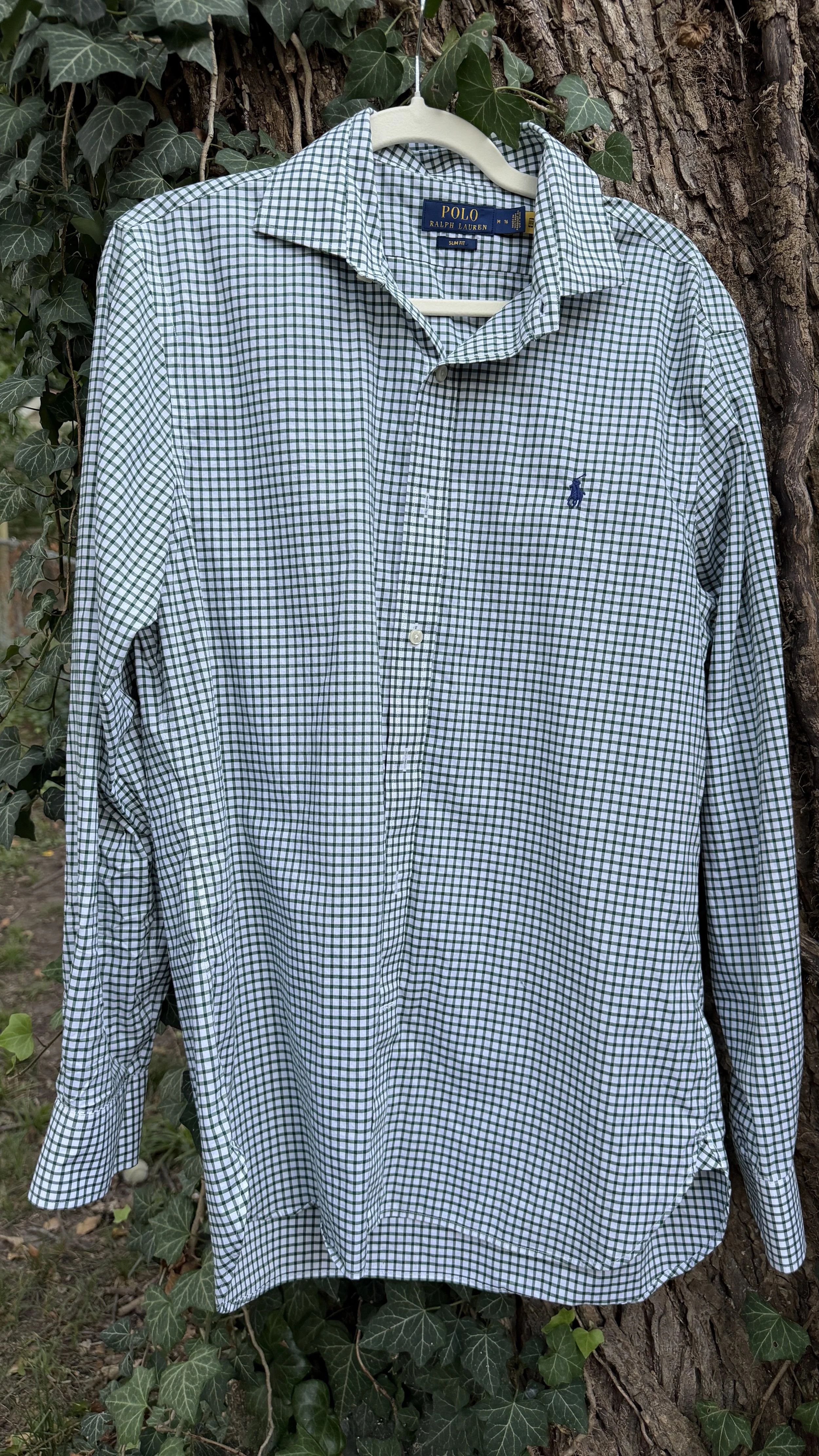 Vintage Polo Ralph Lauren Green Gingham Check Button-Down (Slim Fit)