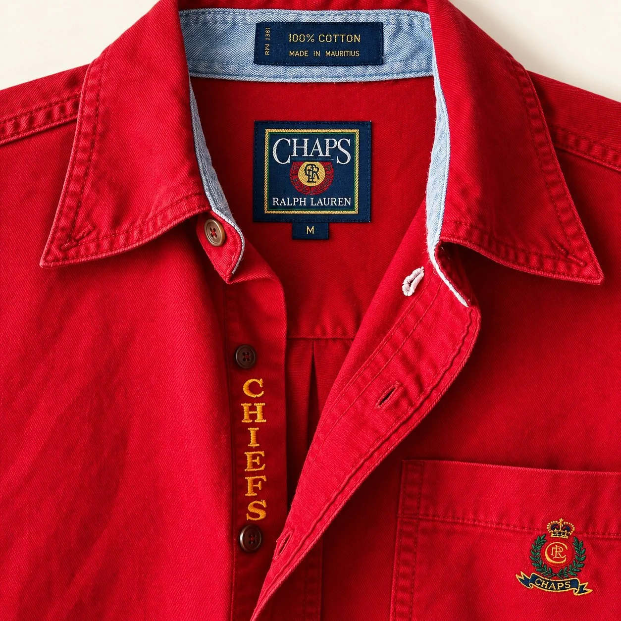 upcycled chiefs icon button-down // #157