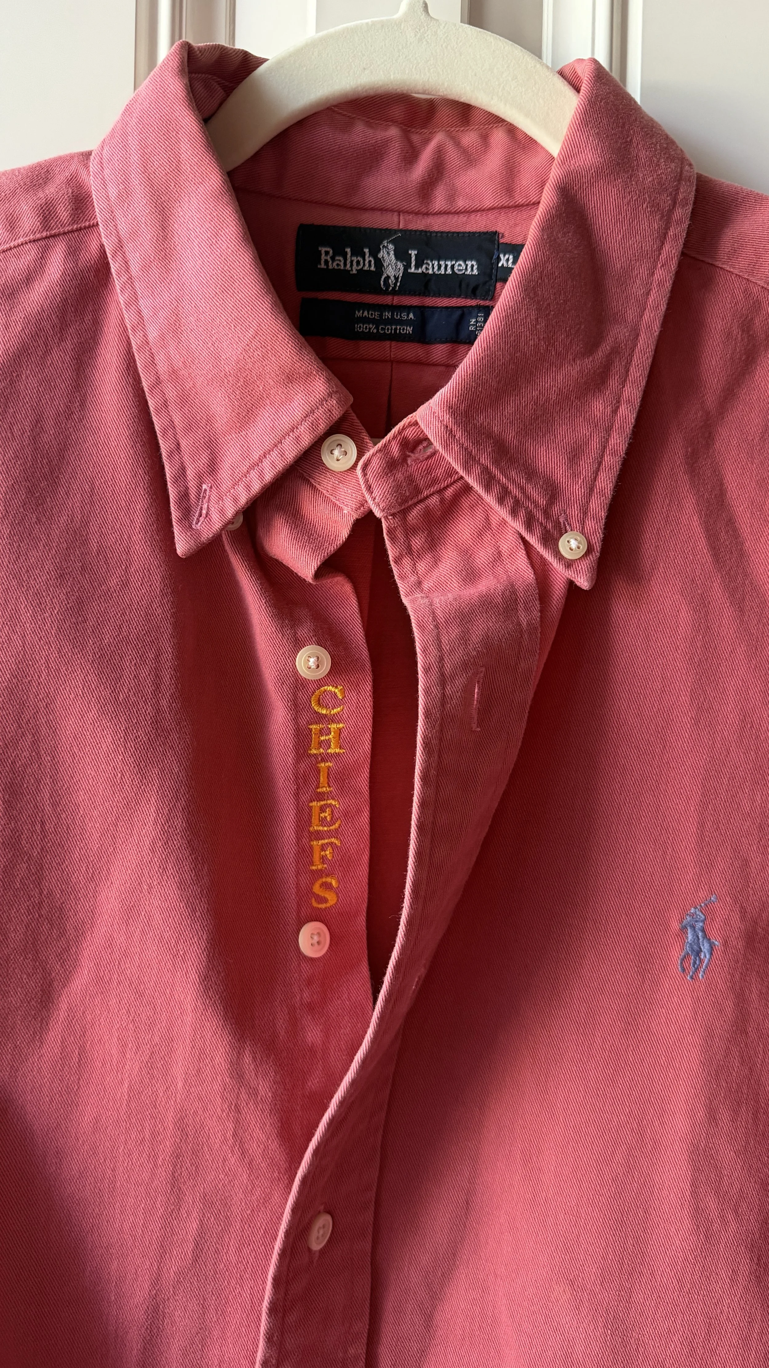 upcycled chiefs icon button-down // #80