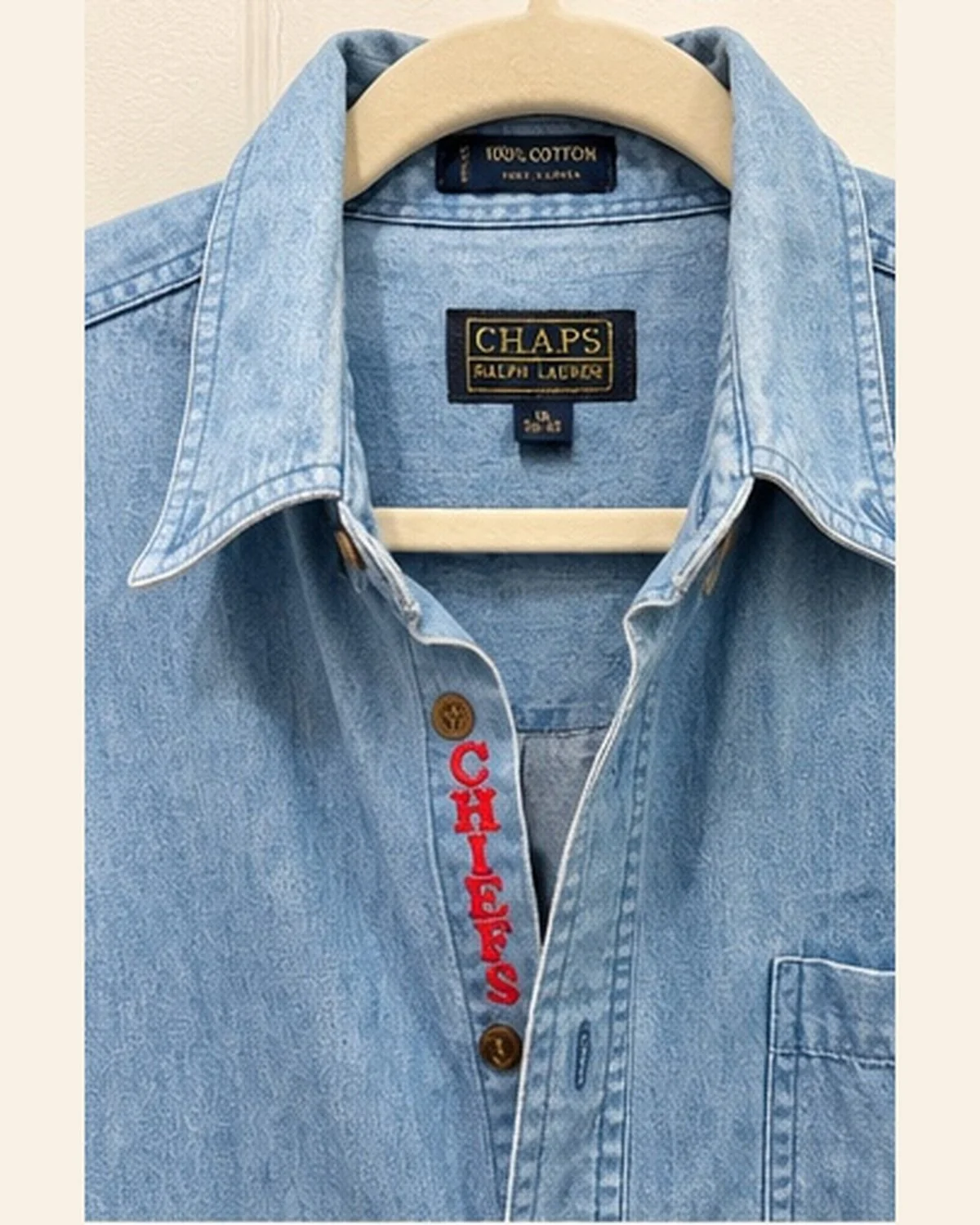 upcycled chiefs icon button-down // #170