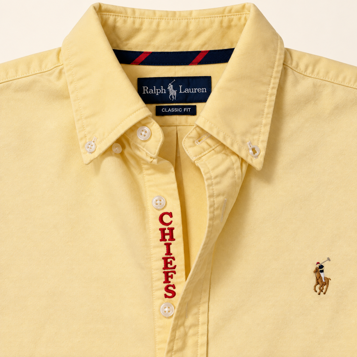 upcycled chiefs icon button-down // #144