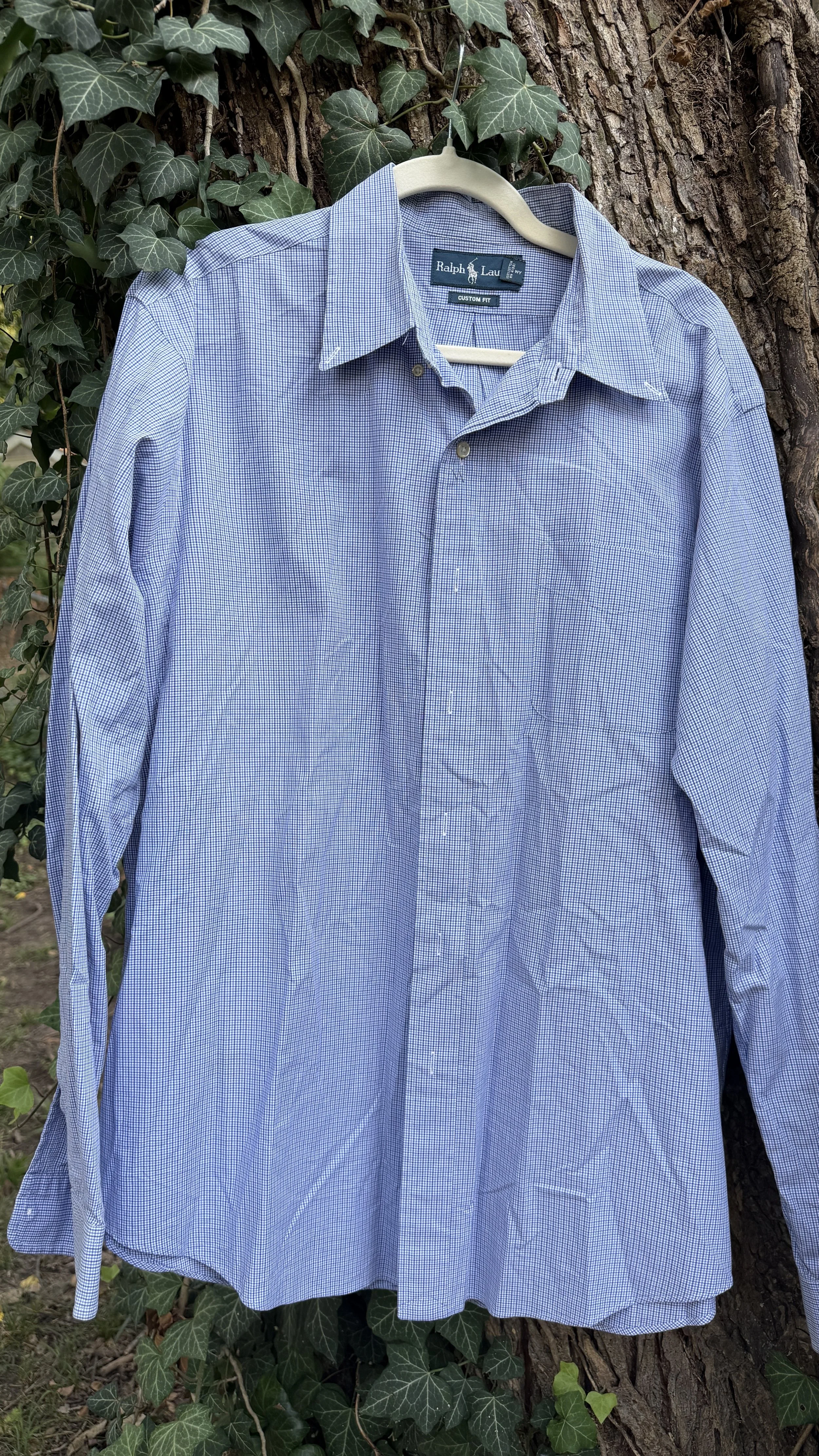 Vintage Ralph Lauren Blue Mini-Check Button-Down (Custom Fit)