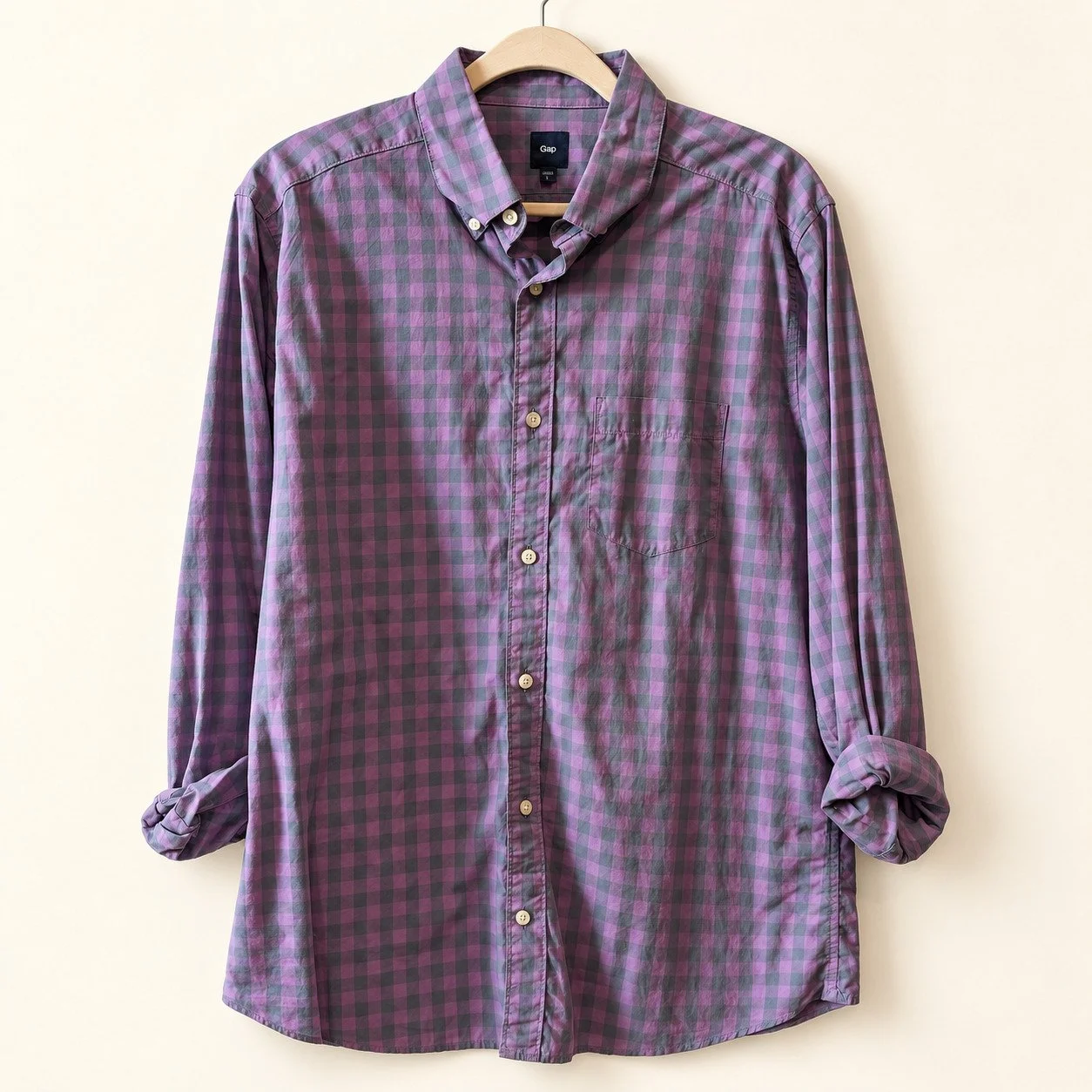 Gap Purple & Gray Gingham Button-Down