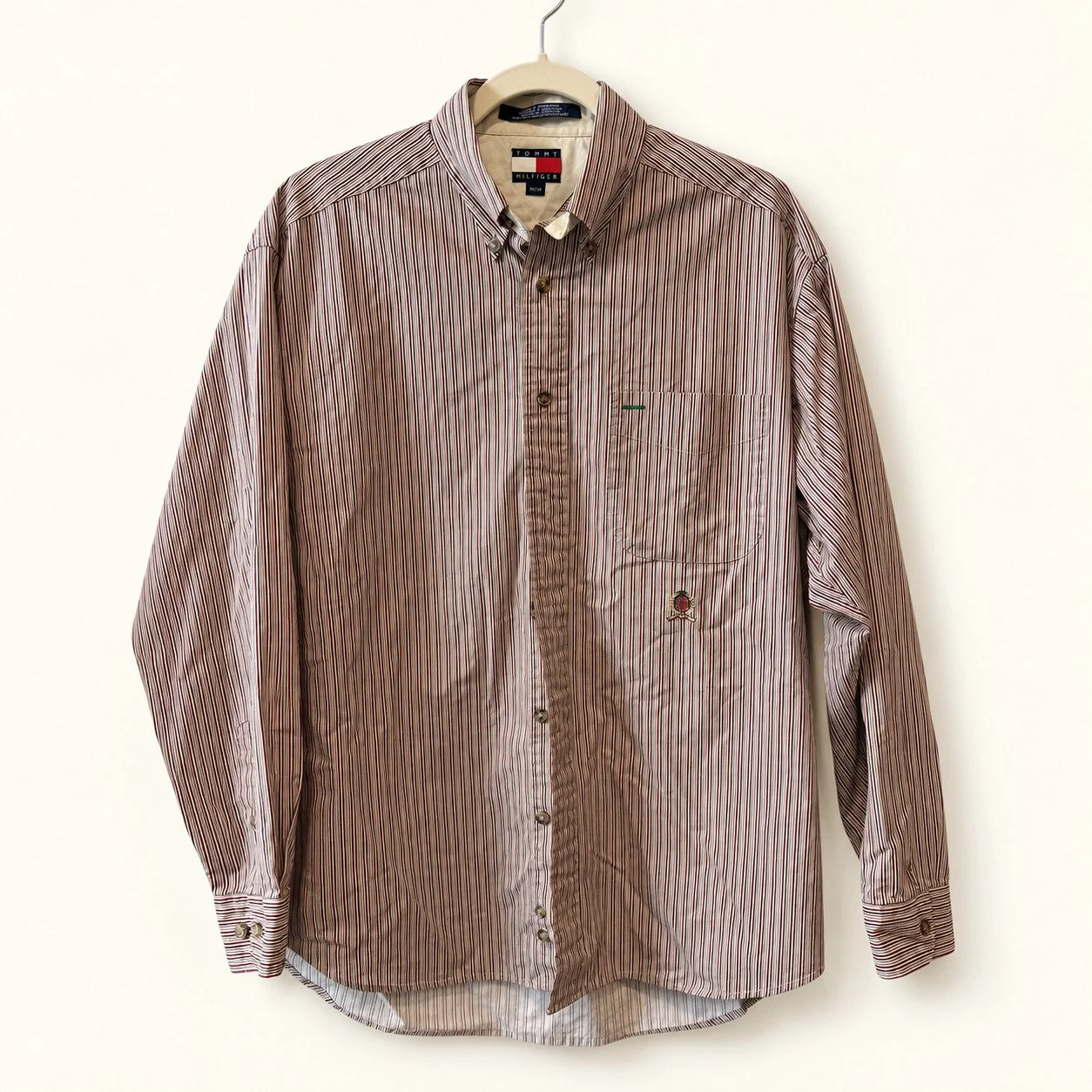 Tommy Hilfiger Burgundy Pinstripe Button-Down (Contrast Collar)