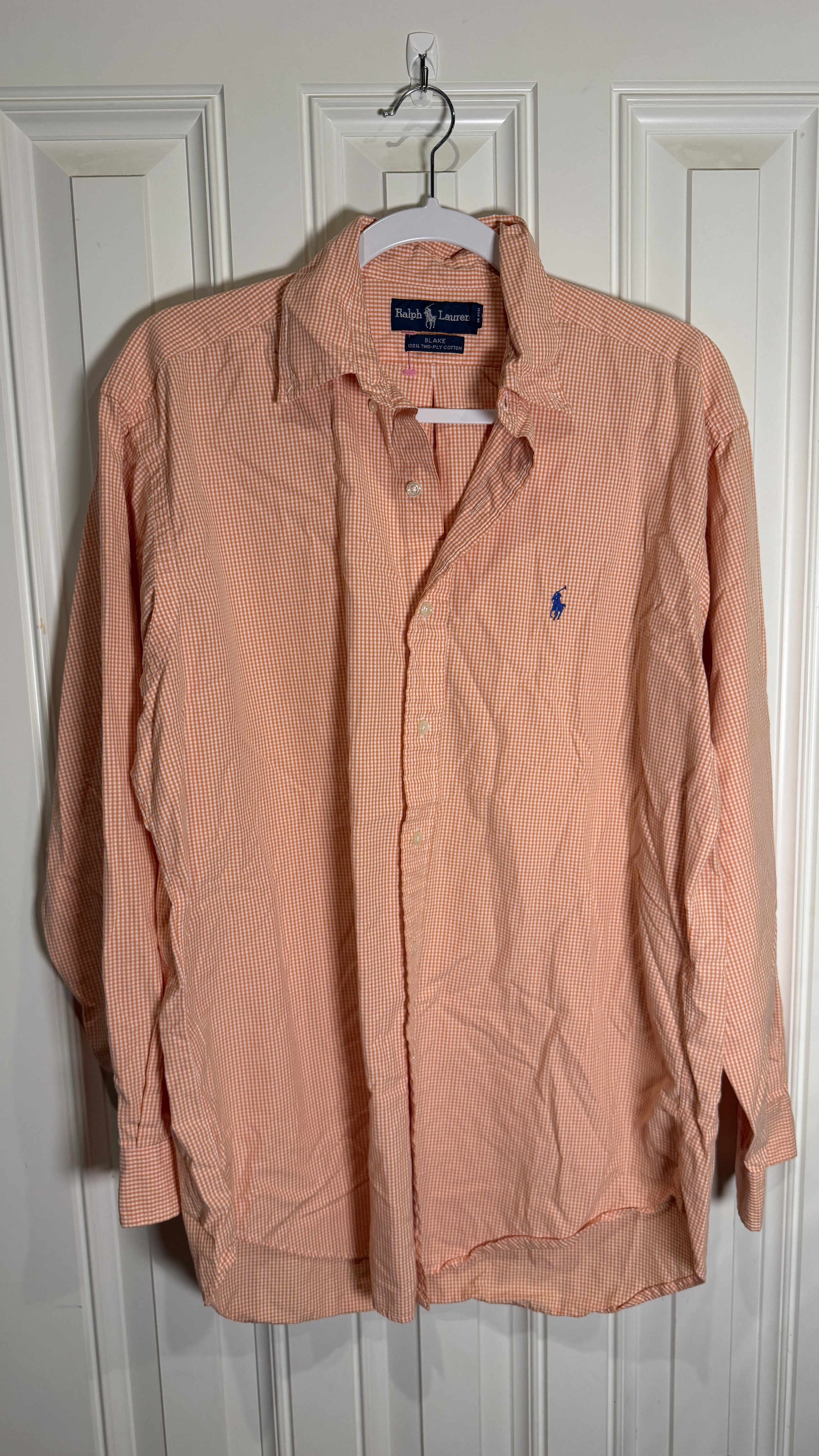 Ralph Lauren Orange Gingham Button-Down (Blake Fit)