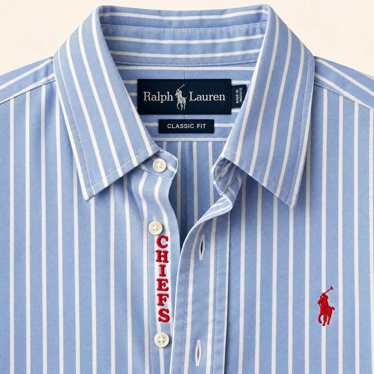 upcycled chiefs icon button-down // #160