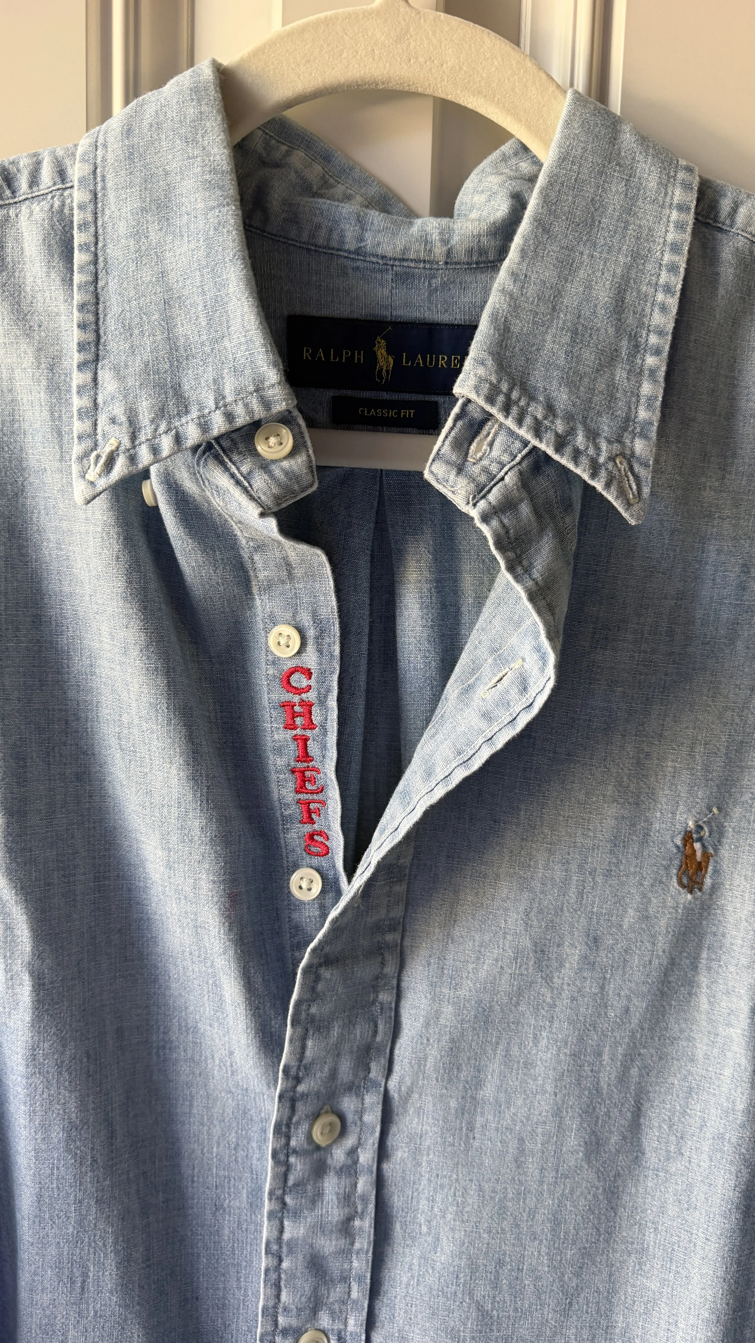 upcycled chiefs icon button-down // #167