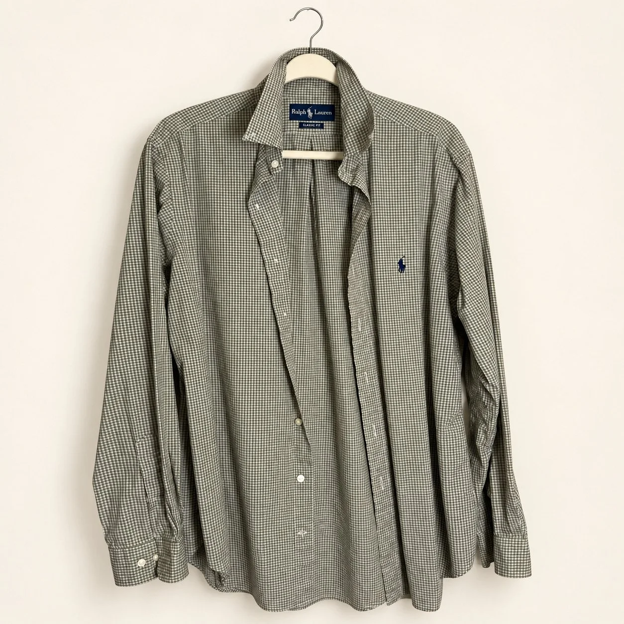 Ralph Lauren Light Olive Gingham Button-Down (Classic Fit)