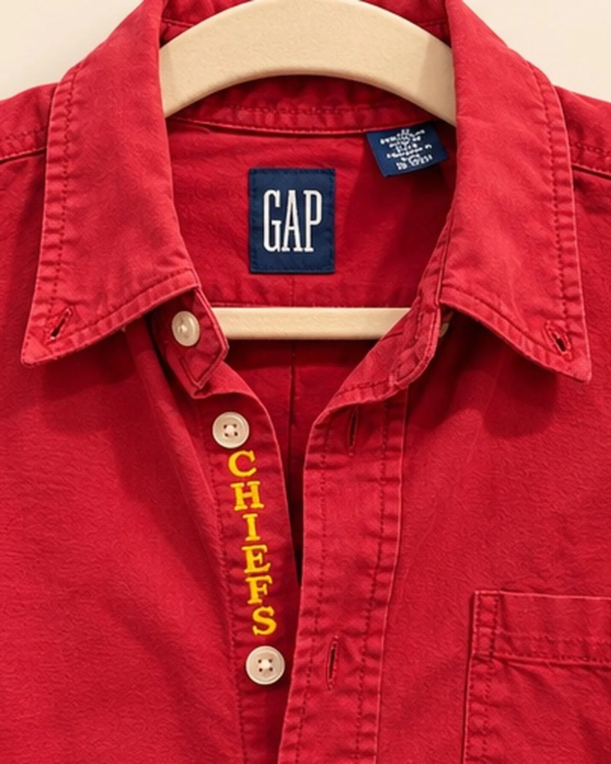 upcycled chiefs icon button-down // #182