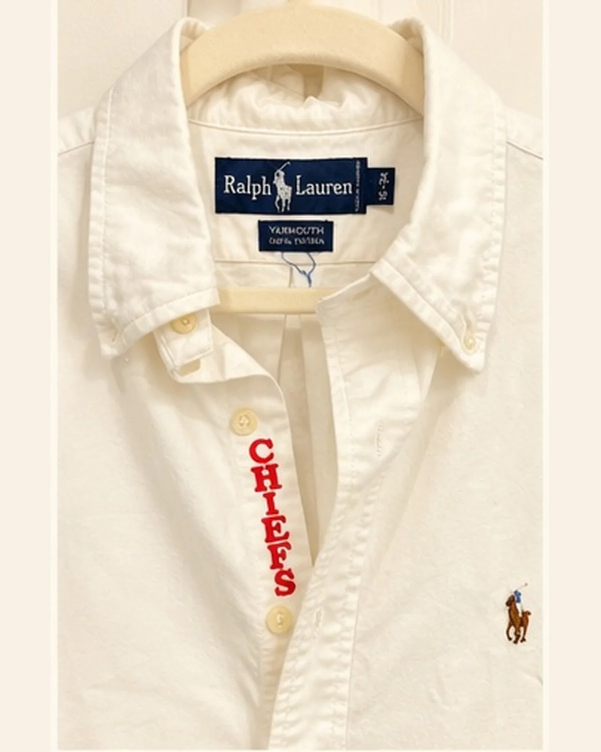 upcycled chiefs icon button-down // #171
