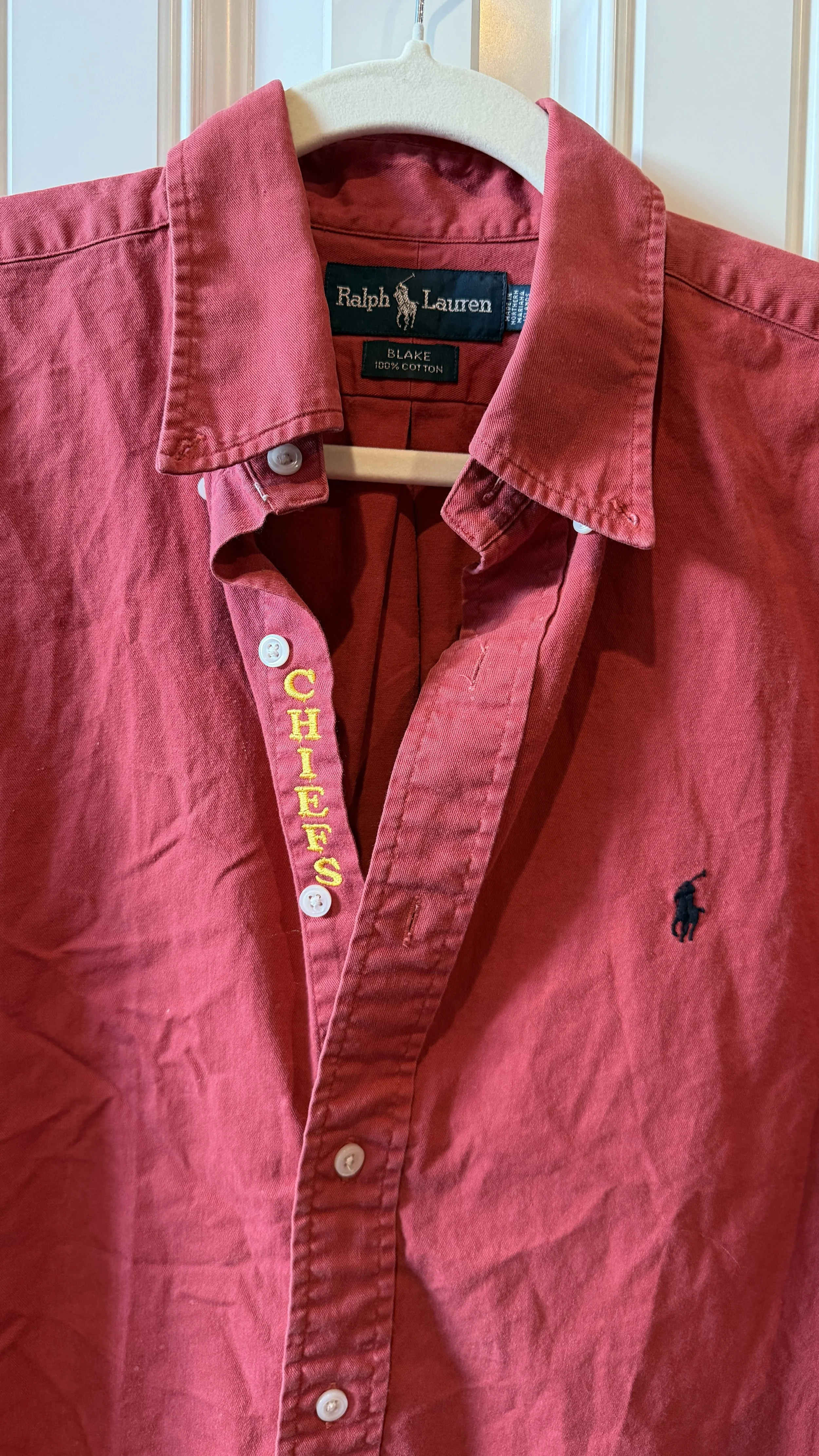 upcycled chiefs icon button-down // #78