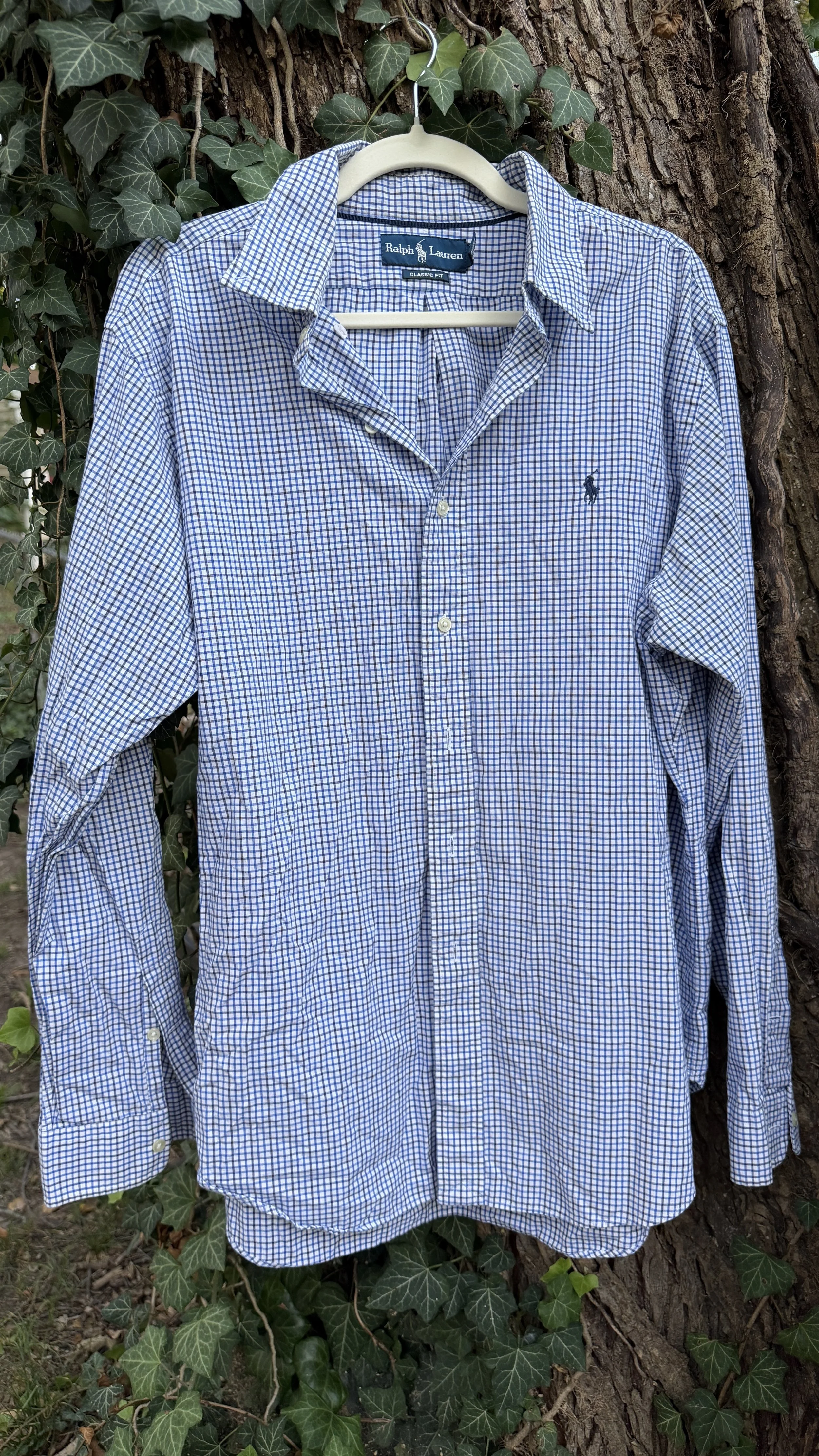 Vintage Ralph Lauren Blue Mini-Check Button-Down (Classic Fit)