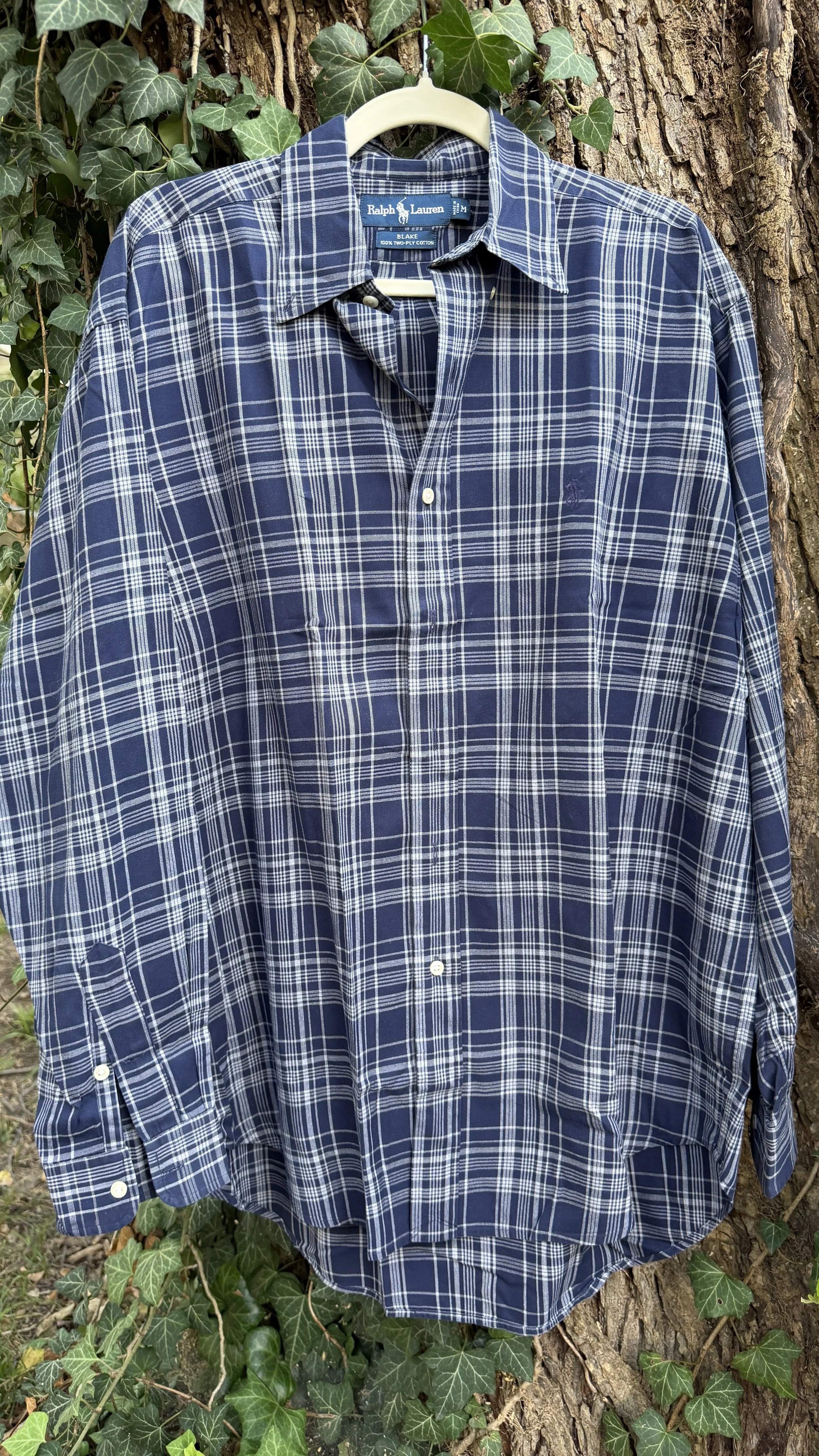 Vintage Ralph Lauren Navy Plaid Button-Down (Blake Fit)