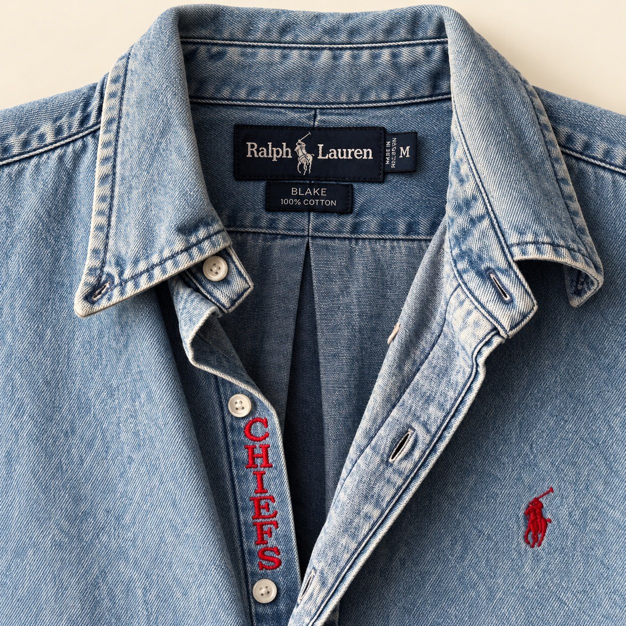 upcycled chiefs icon button-down // #154