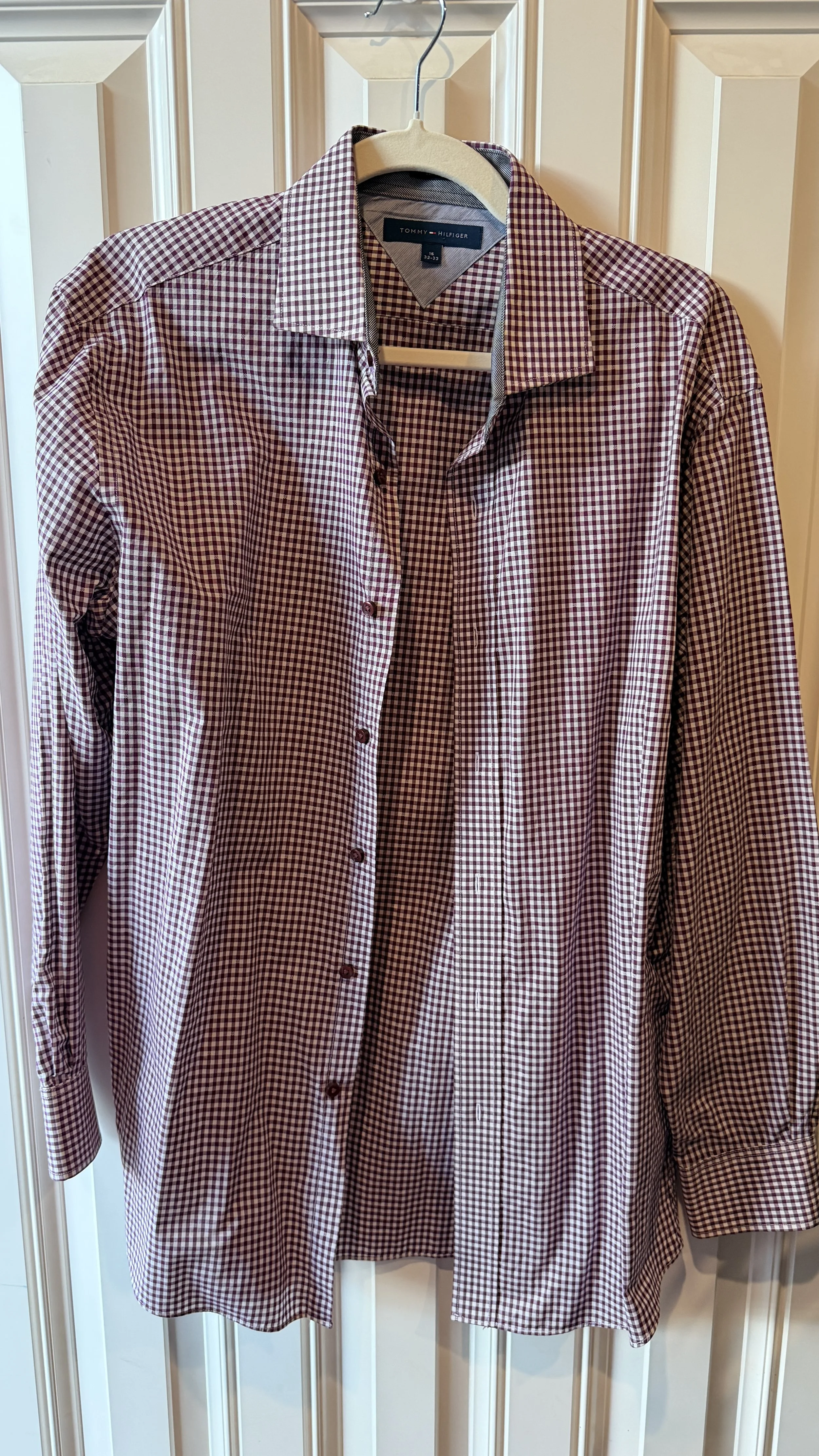 Tommy Hilfiger Burgundy Gingham Button-Down