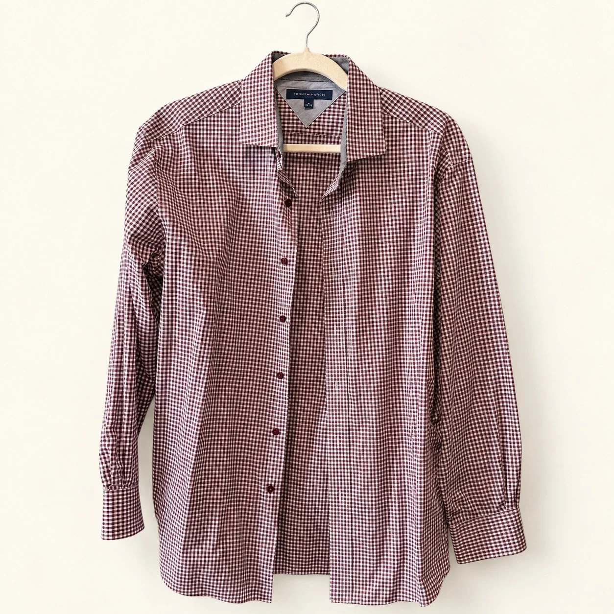 Tommy Hilfiger Burgundy Gingham Button-Down