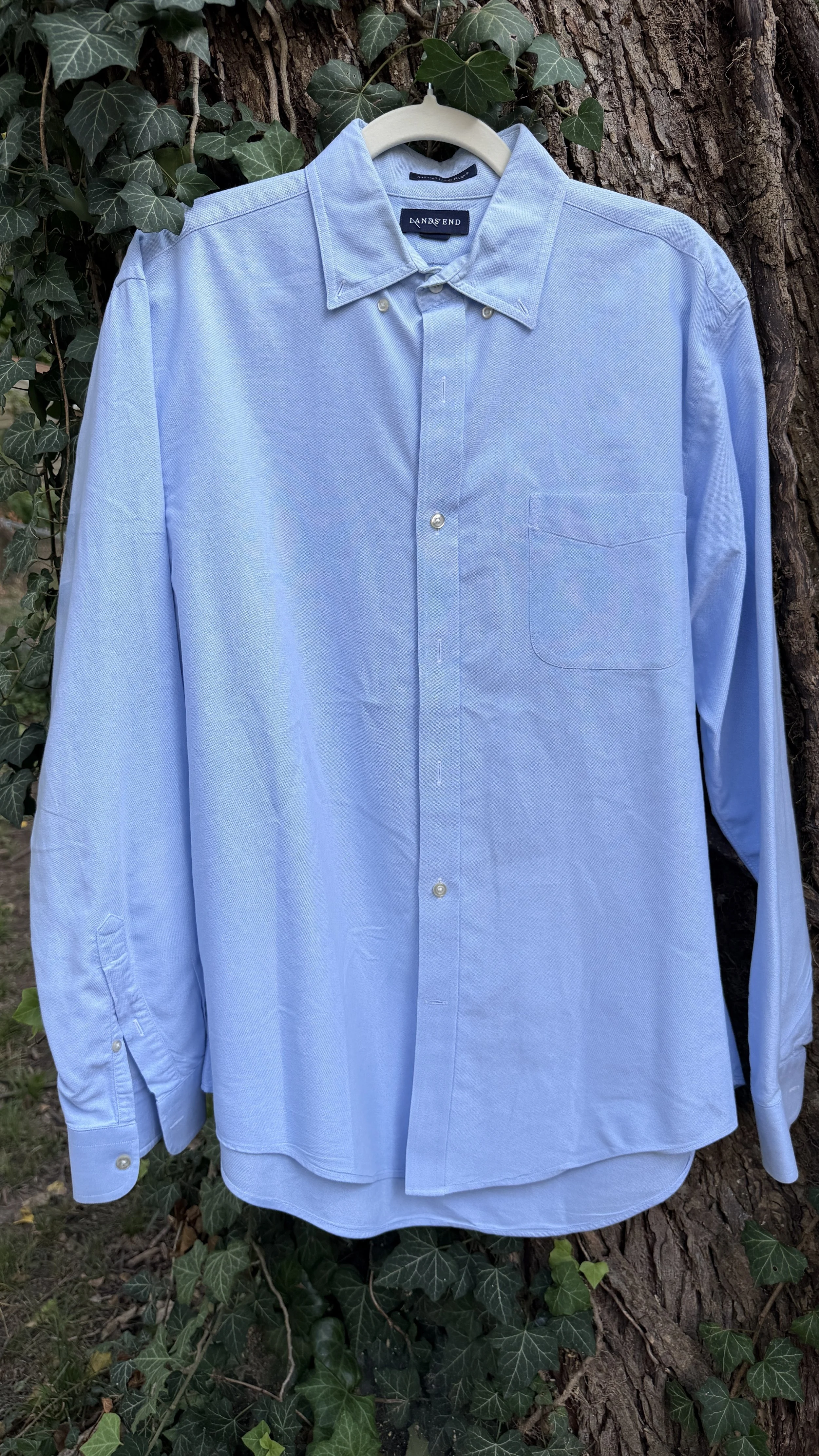 Vintage Lands' End Light Blue Oxford Button-Down (Supima Cotton, Tailored Fit)