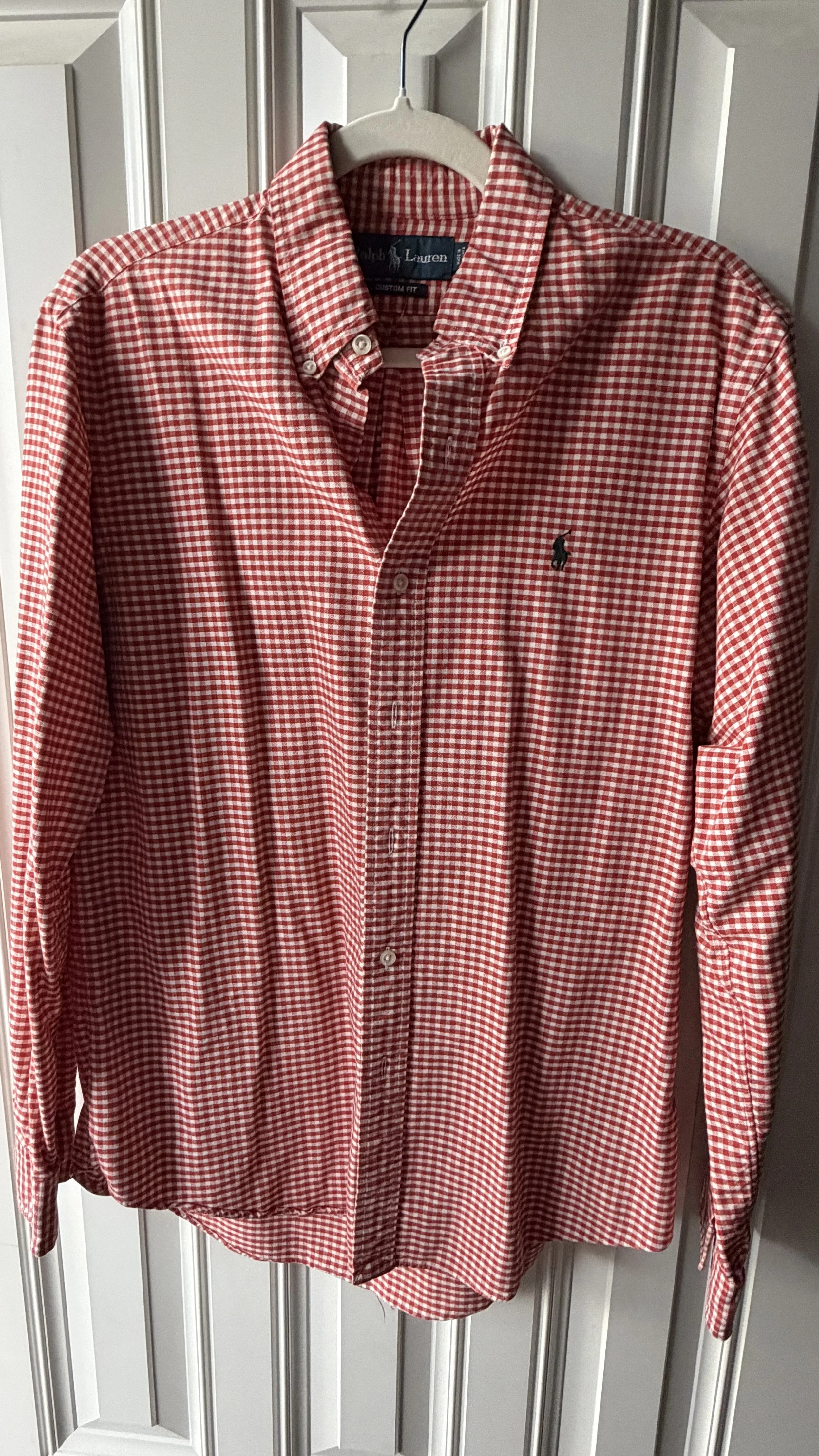 Vintage Ralph Lauren Orange & White Gingham Button-Down