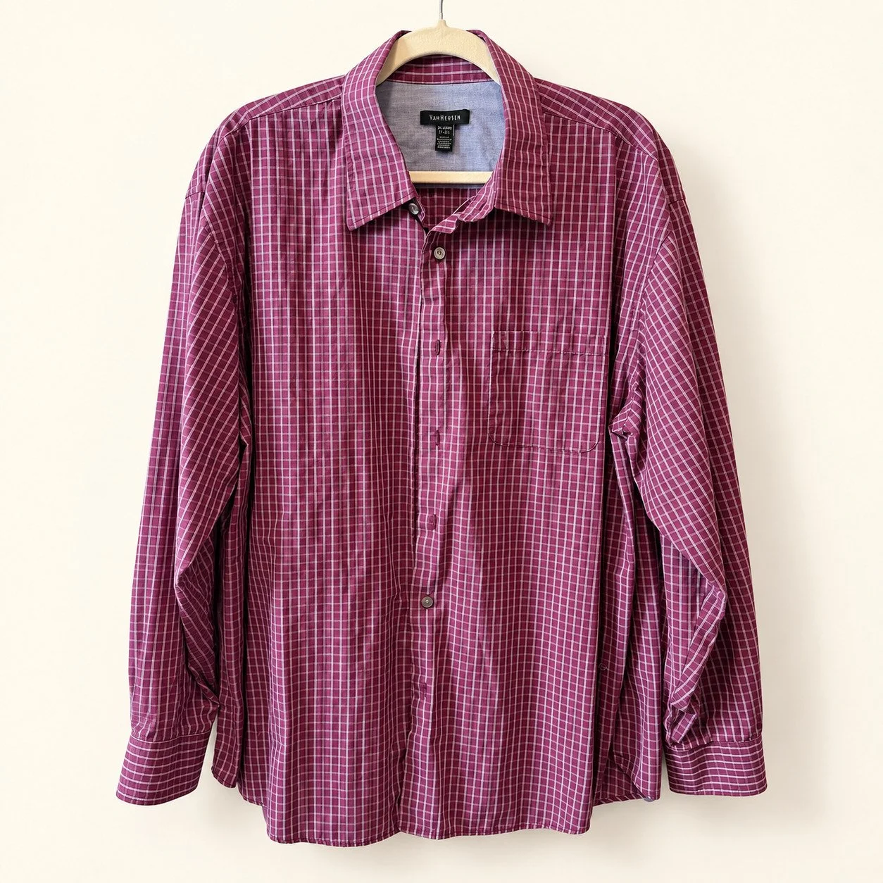 Van Heusen Magenta Windowpane Check Button-Down