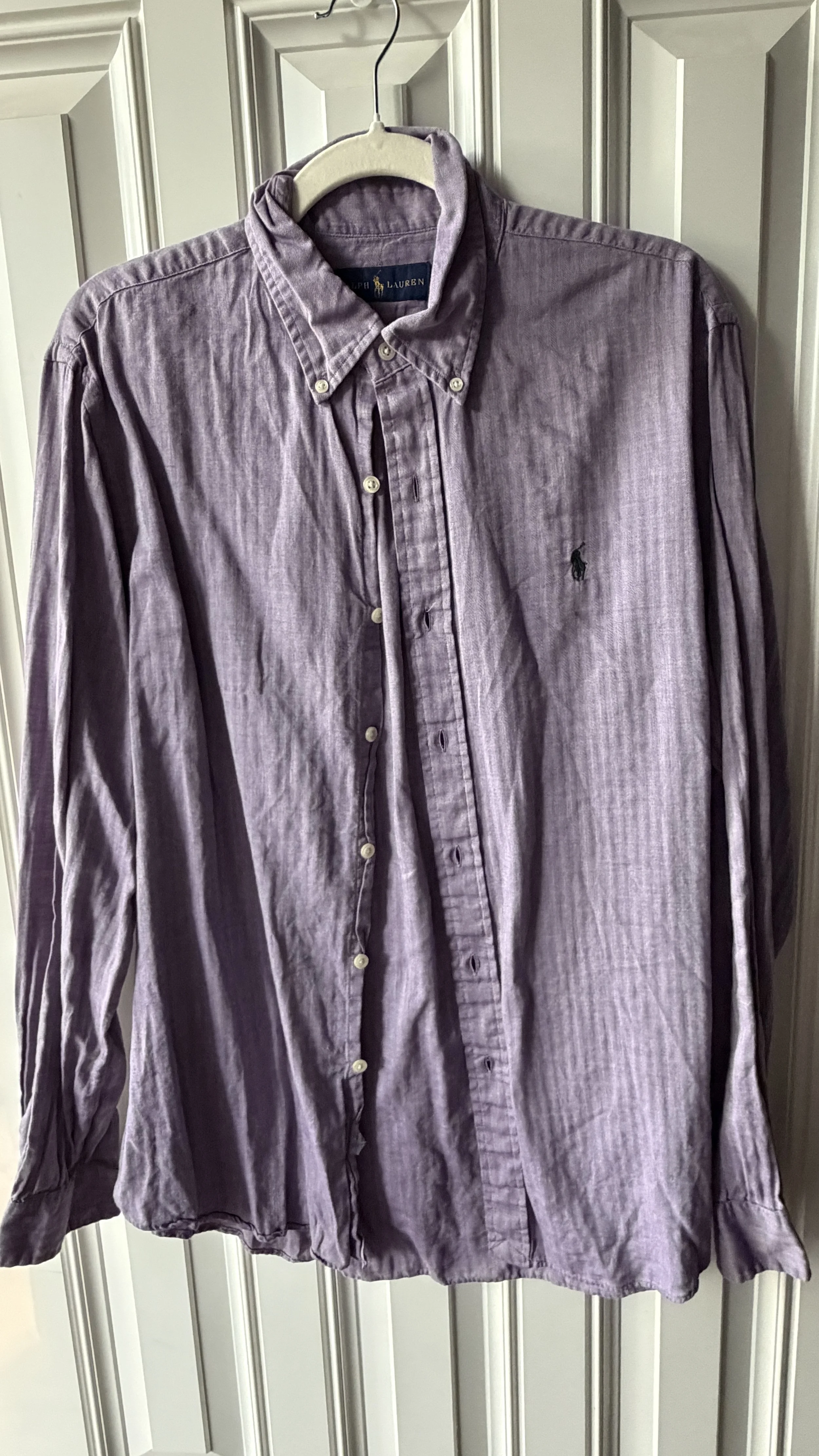Vintage Ralph Lauren Lavender Herringbone Button-Down