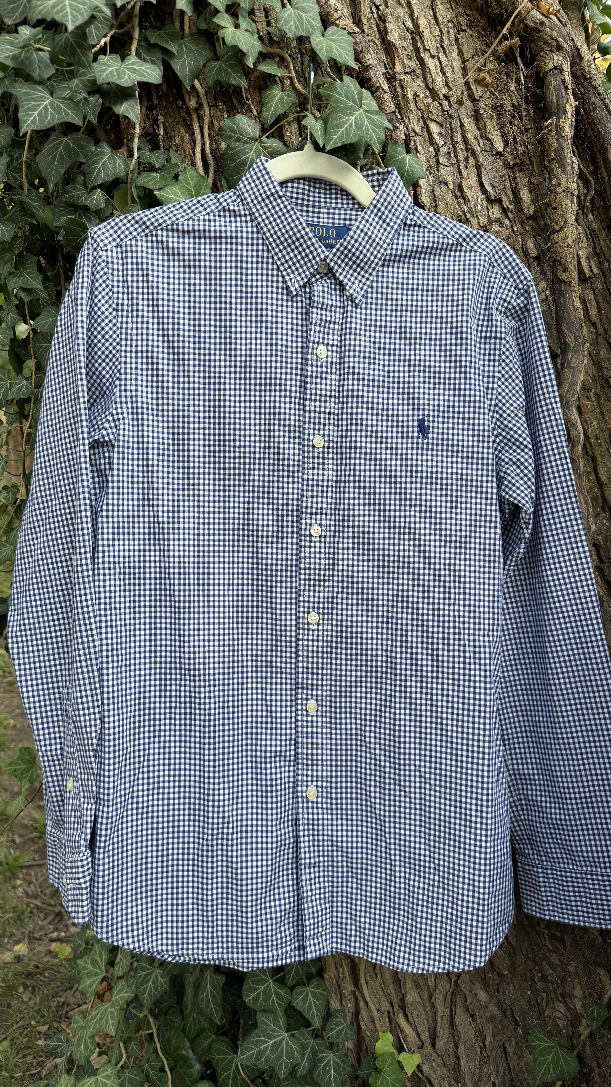 Vintage Polo Ralph Lauren Navy Gingham Button-Down (Slim Fit)