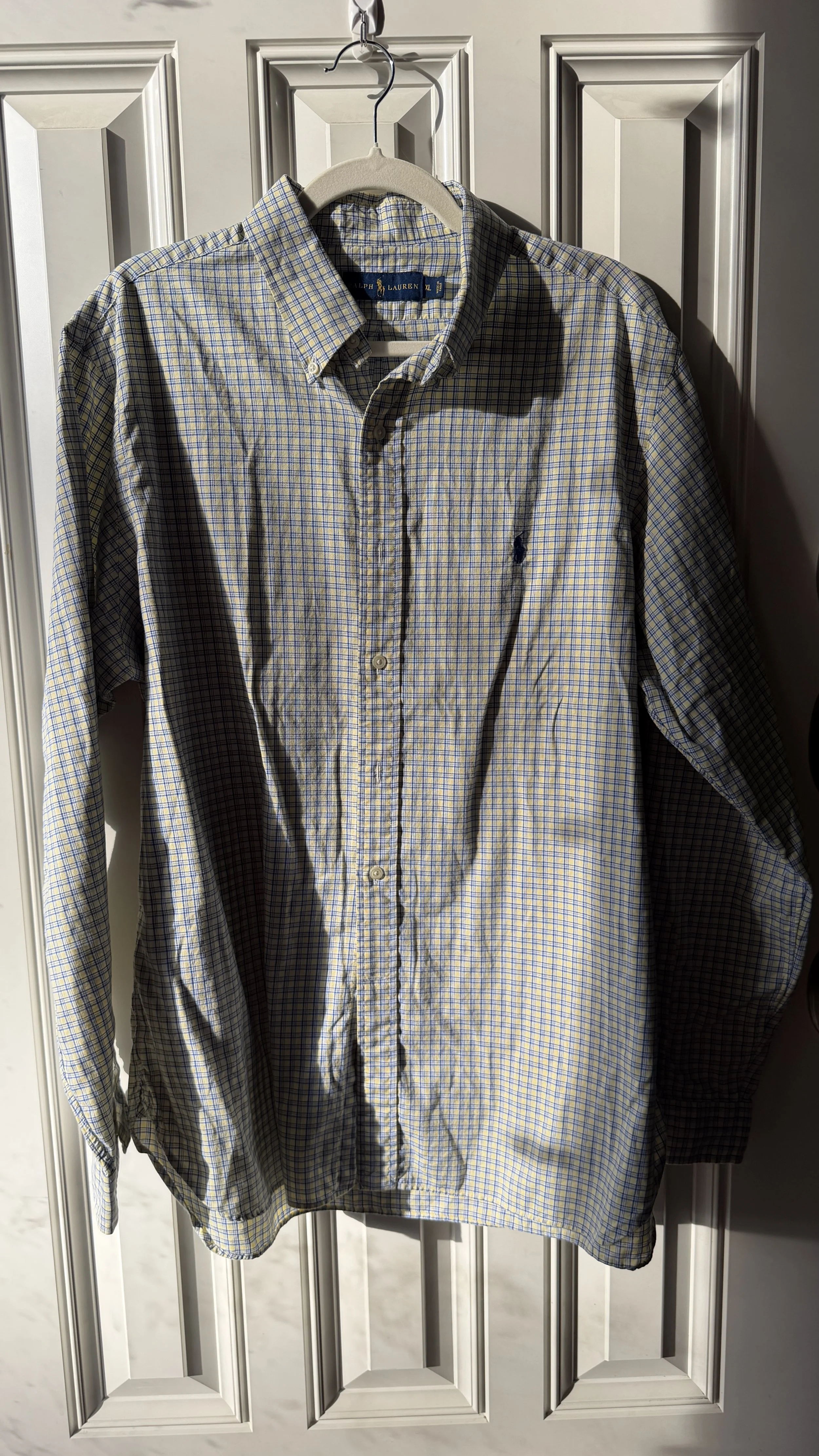 Ralph Lauren Yellow & Blue Windowpane Check Button-Down