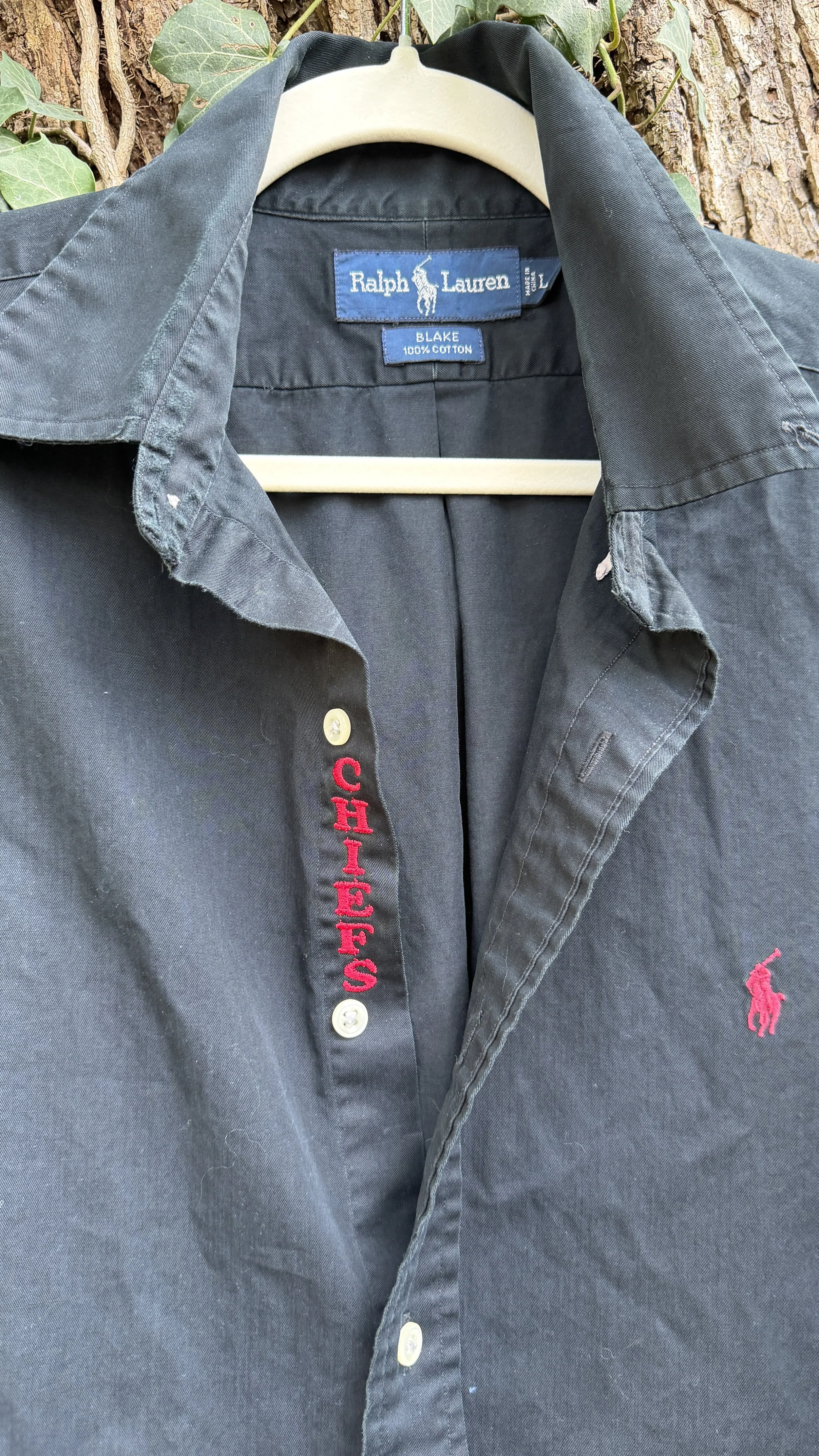 upcycled chiefs icon button-down // #107