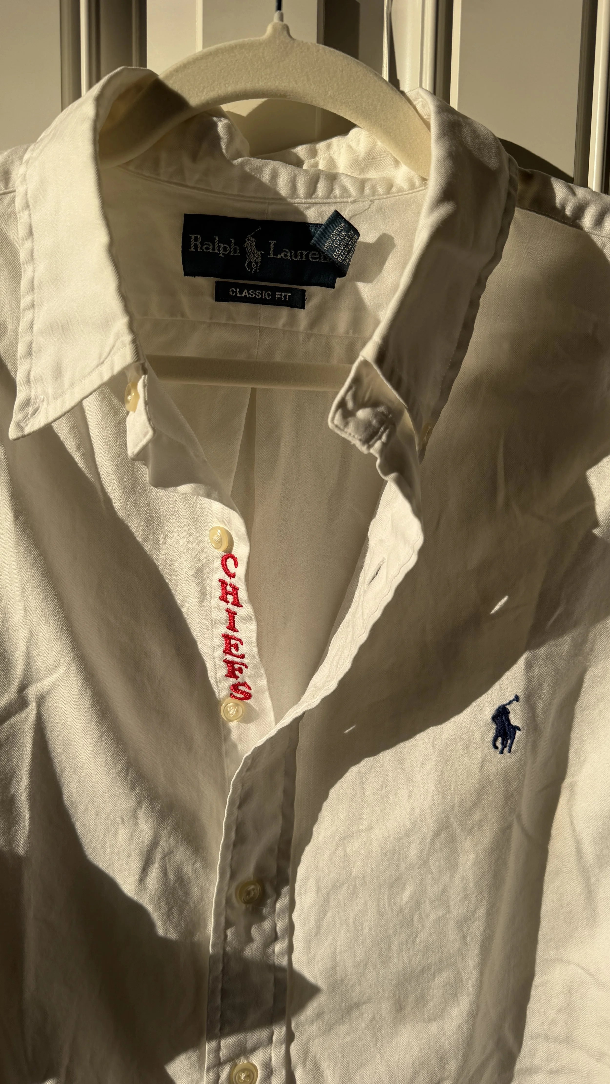upcycled chiefs icon button-down // #70