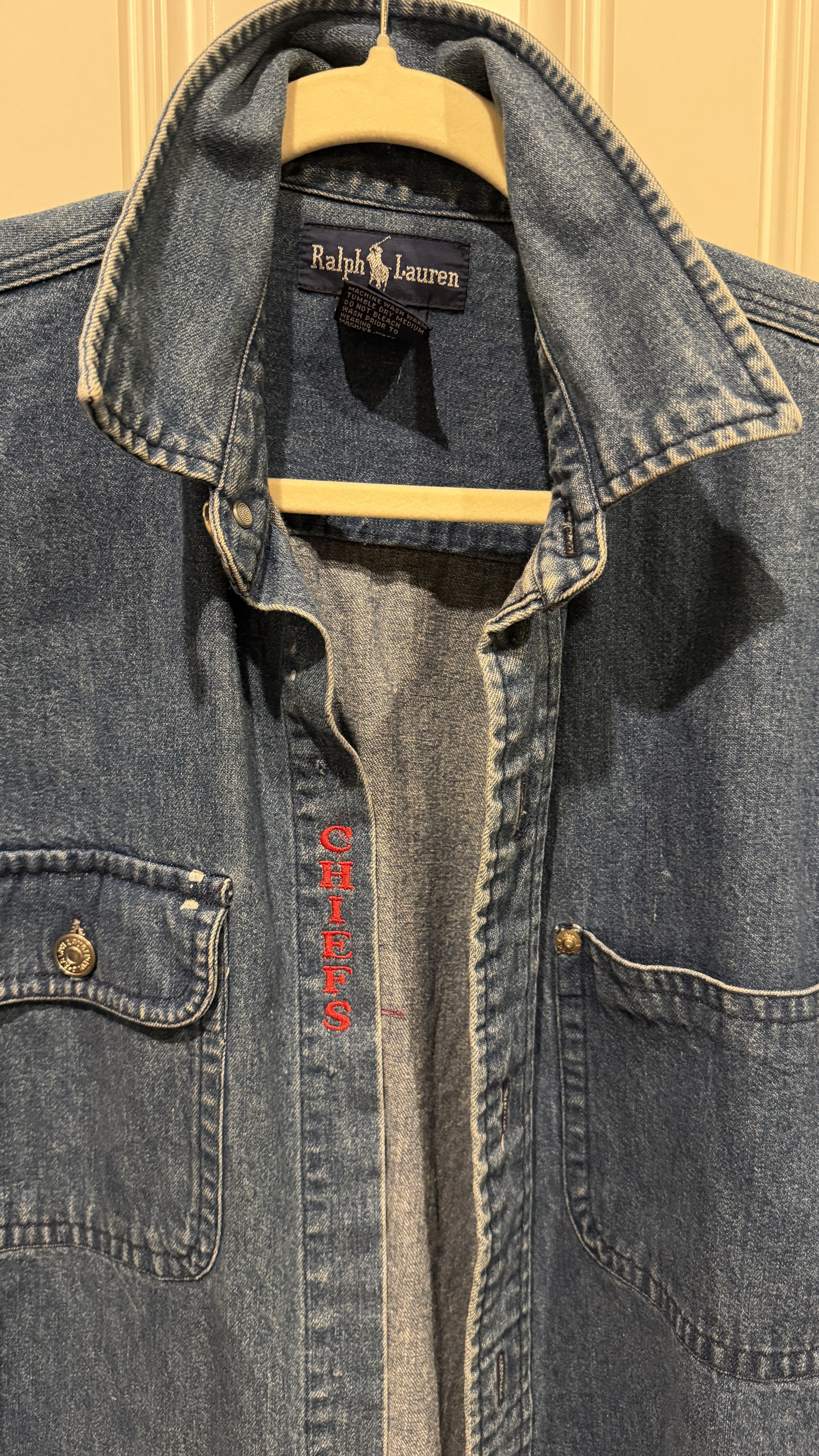 upcycled chiefs icon button-down // #174