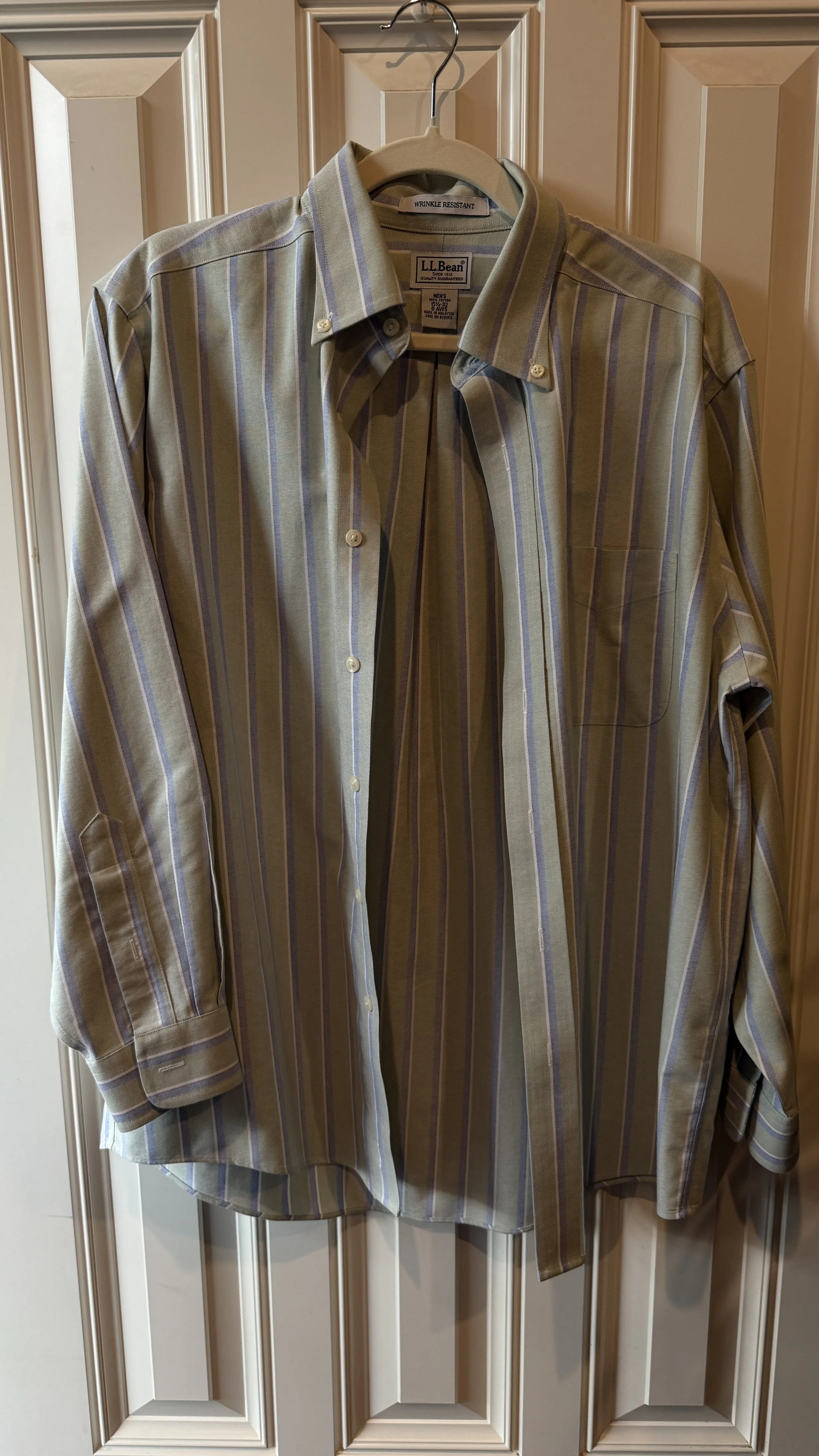 L.L.Bean Sage & Blue Multi-Stripe Button-Down