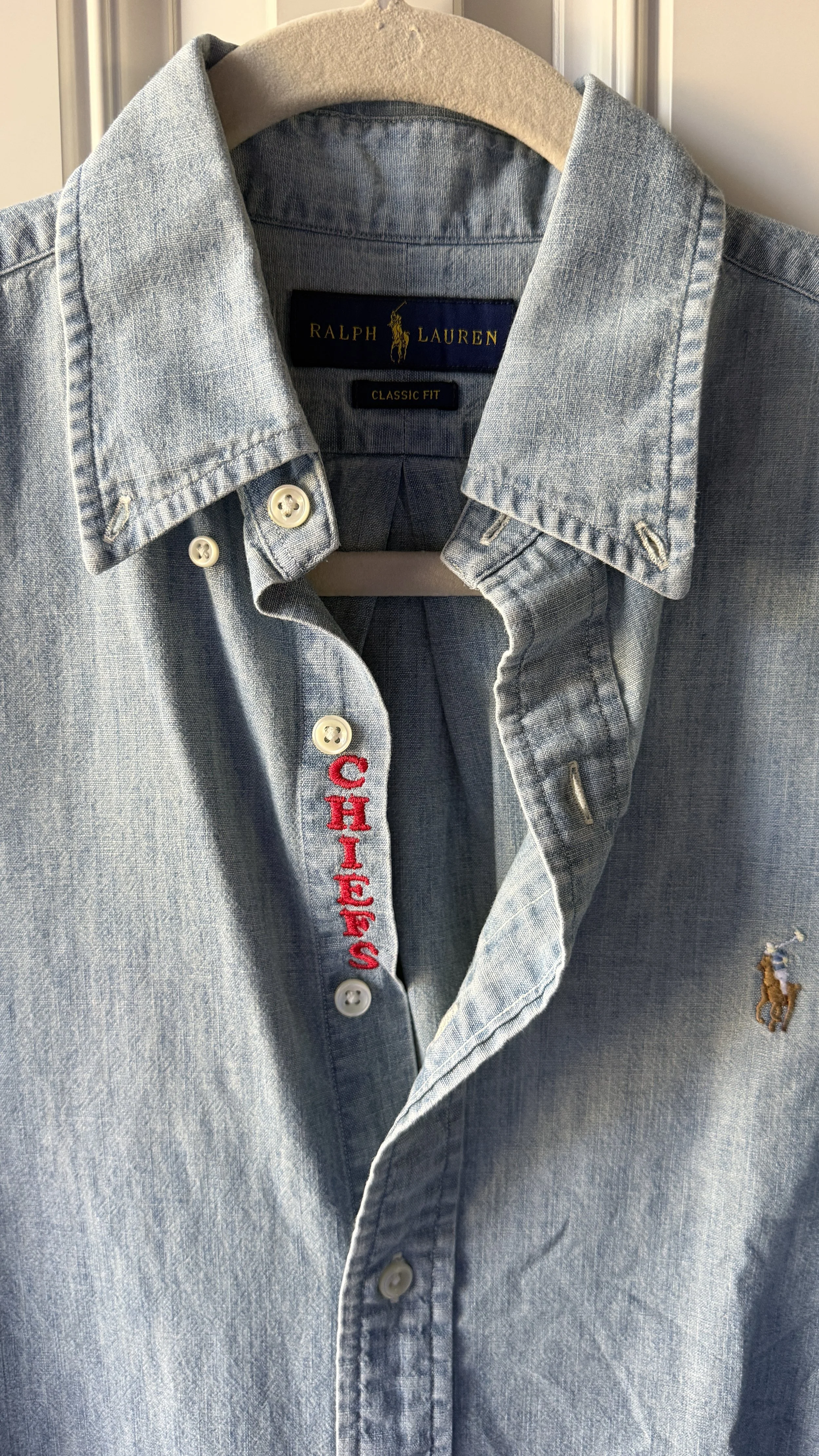 upcycled chiefs icon button-down // #169