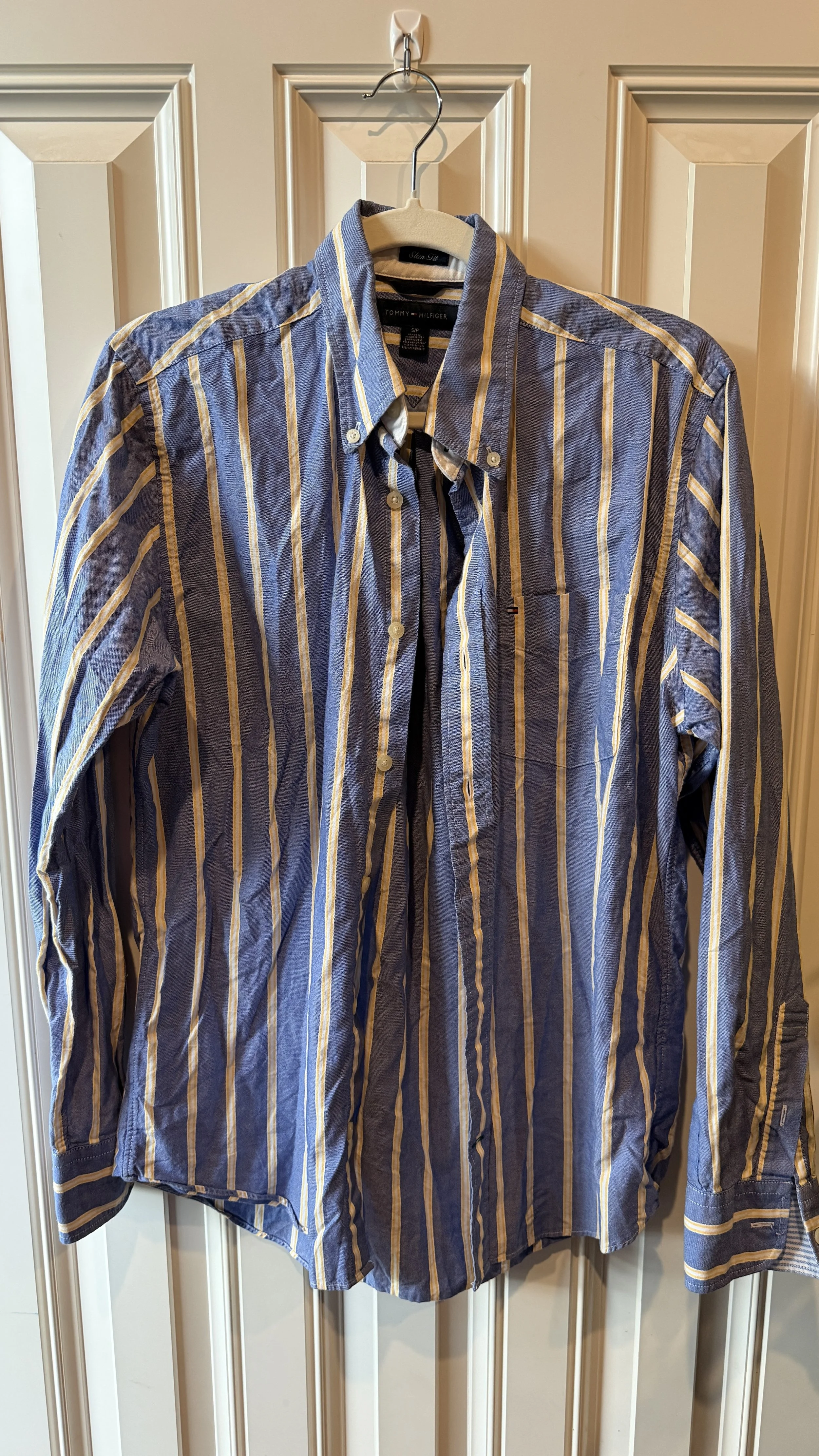 Tommy Hilfiger Blue & Yellow Stripe Button-Down (Slim Fit)