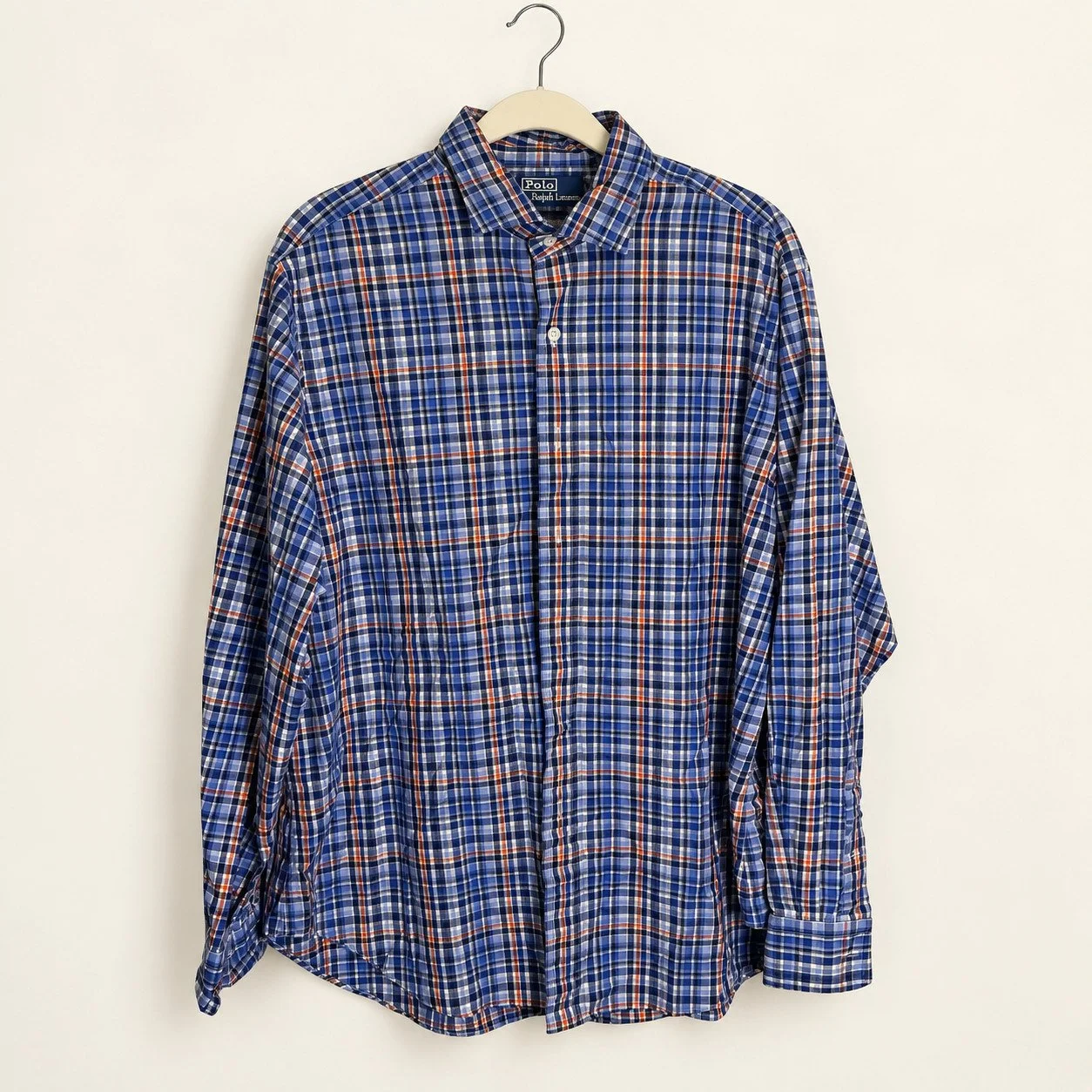 Polo Ralph Lauren Navy & Reddish Orange Plaid Button-Down (Estate Classic Fit)