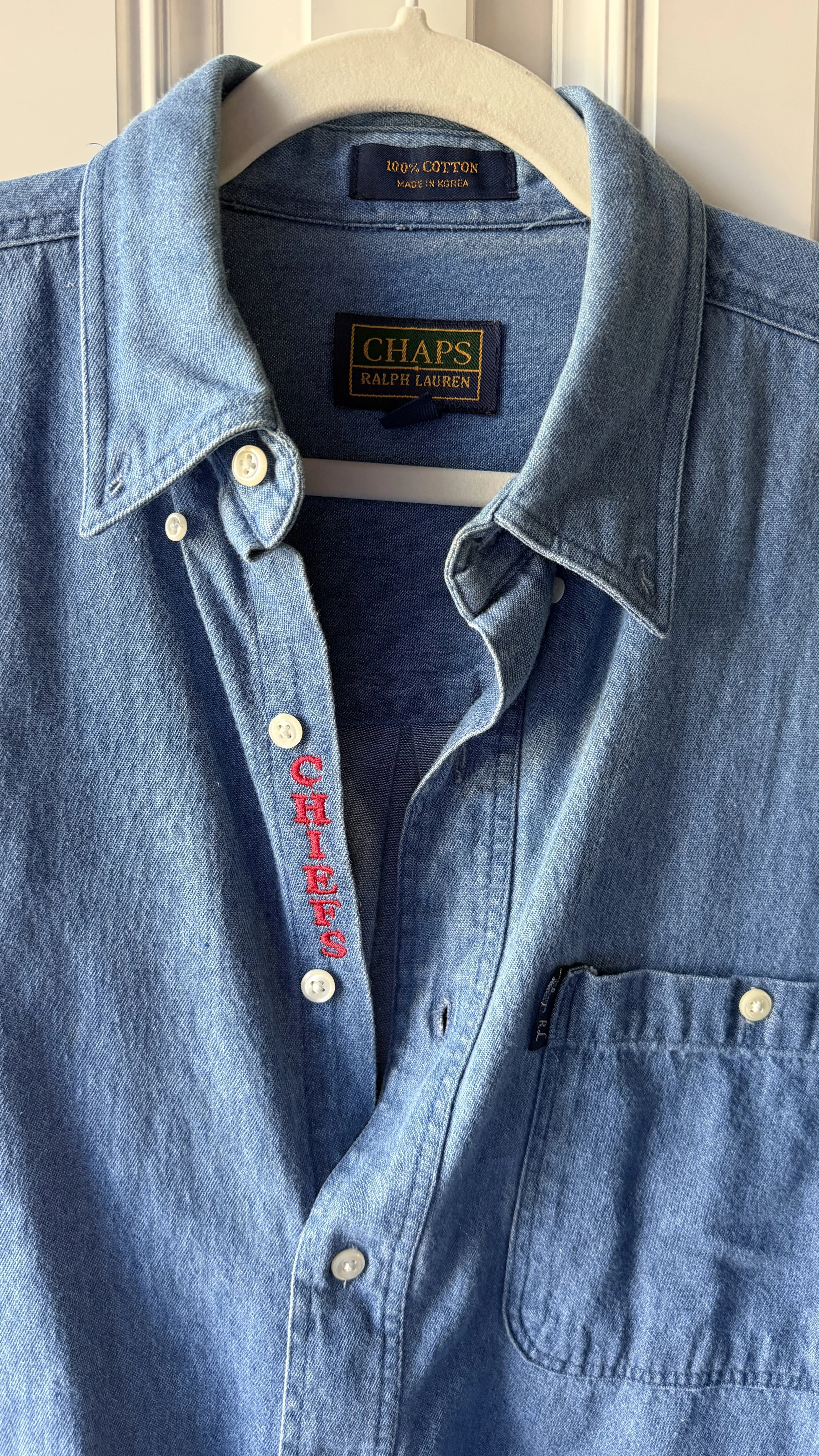 upcycled chiefs icon button-down // #163