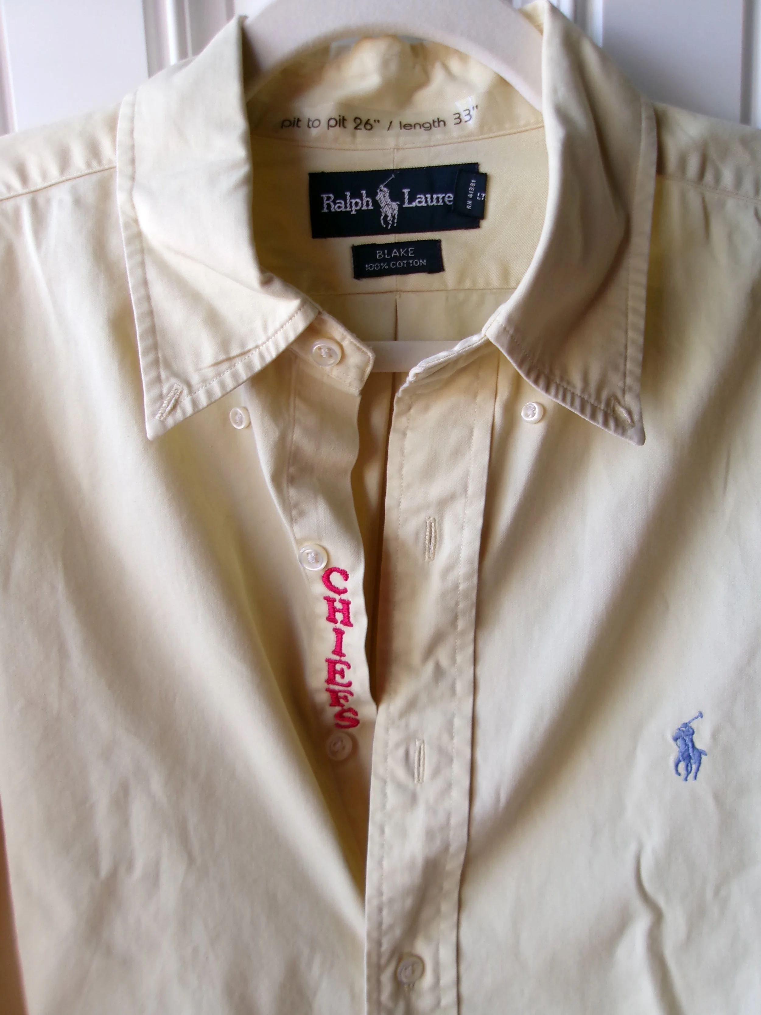 upcycled chiefs icon button-down // #191