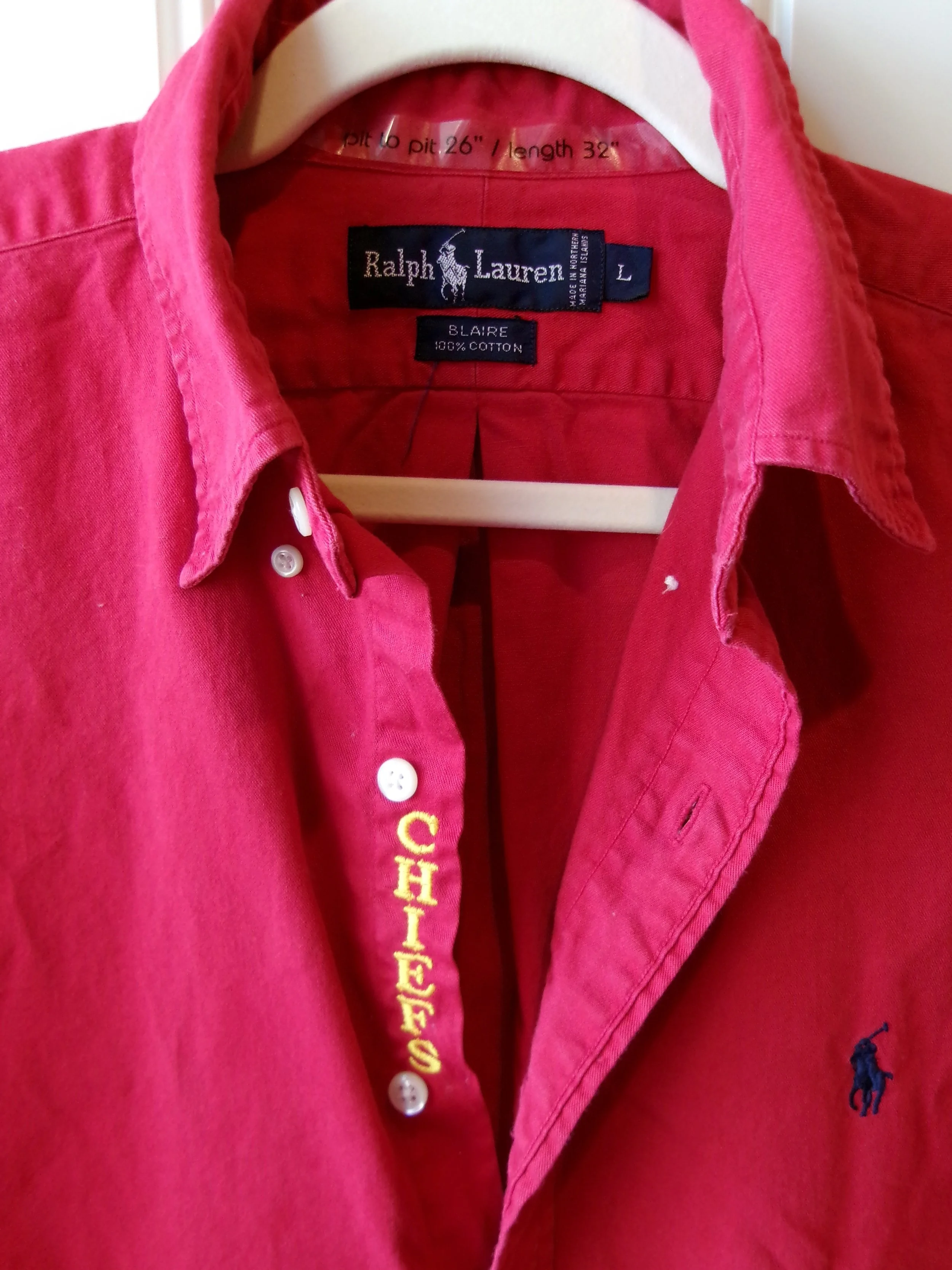 upcycled chiefs icon button-down // #186