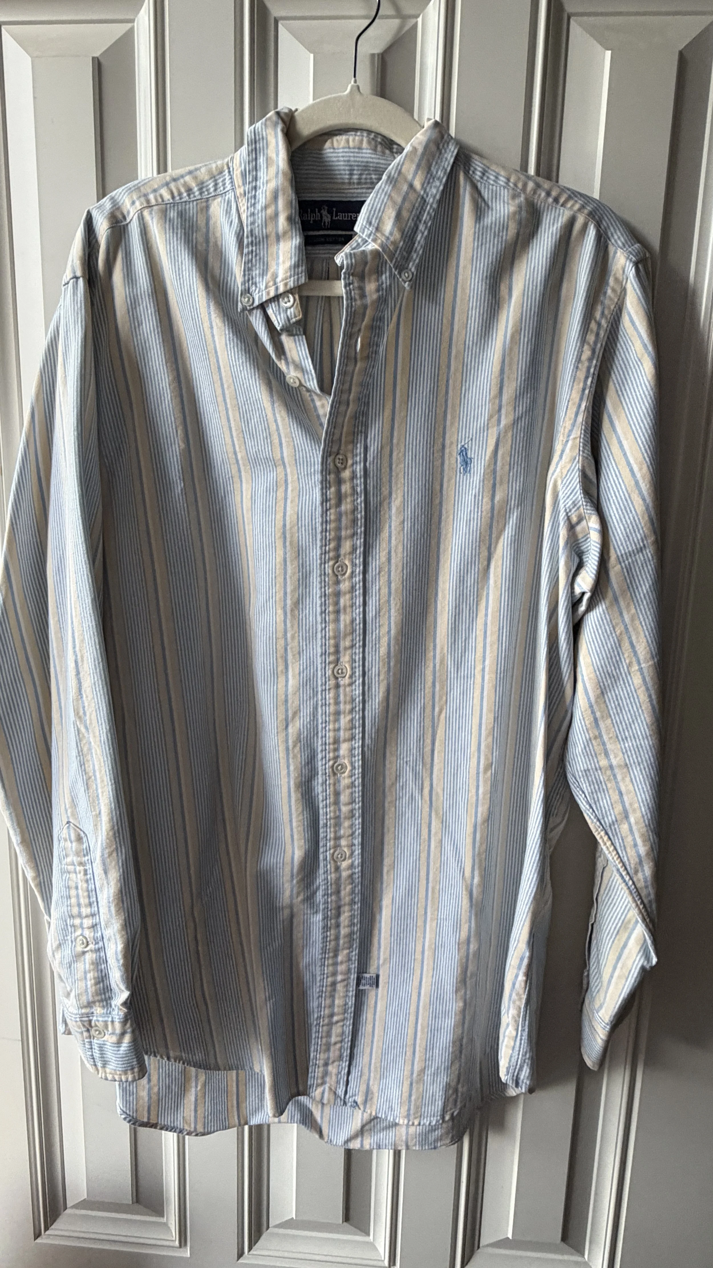Ralph Lauren Light Blue & Cream Stripe Button-Down
