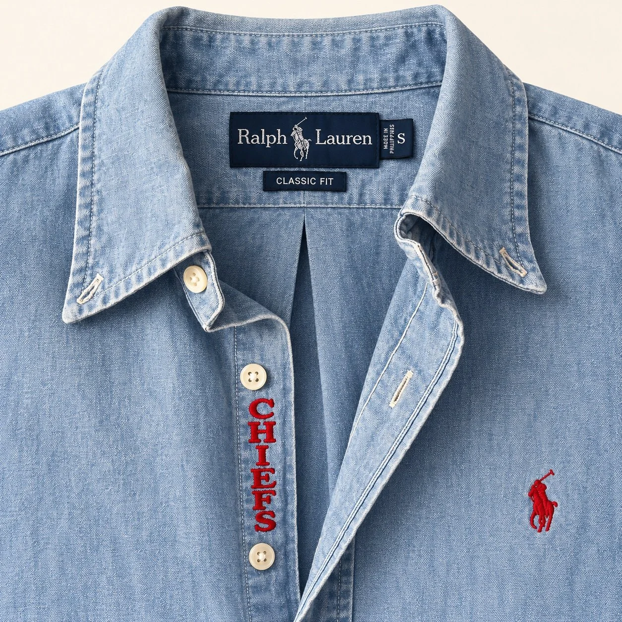 upcycled chiefs icon button-down // #161