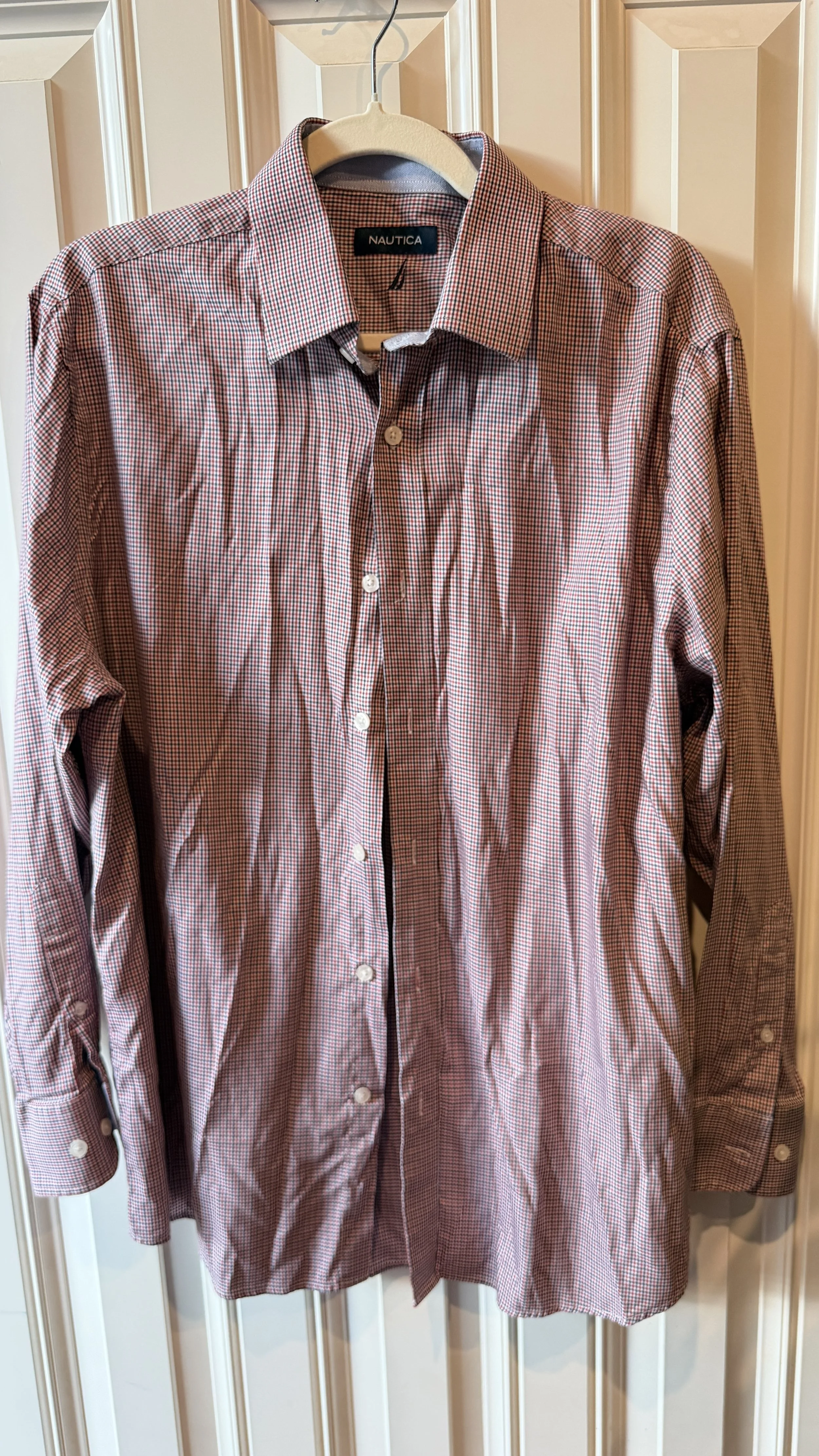 Nautica Red & Navy Mini-Check Button-Down