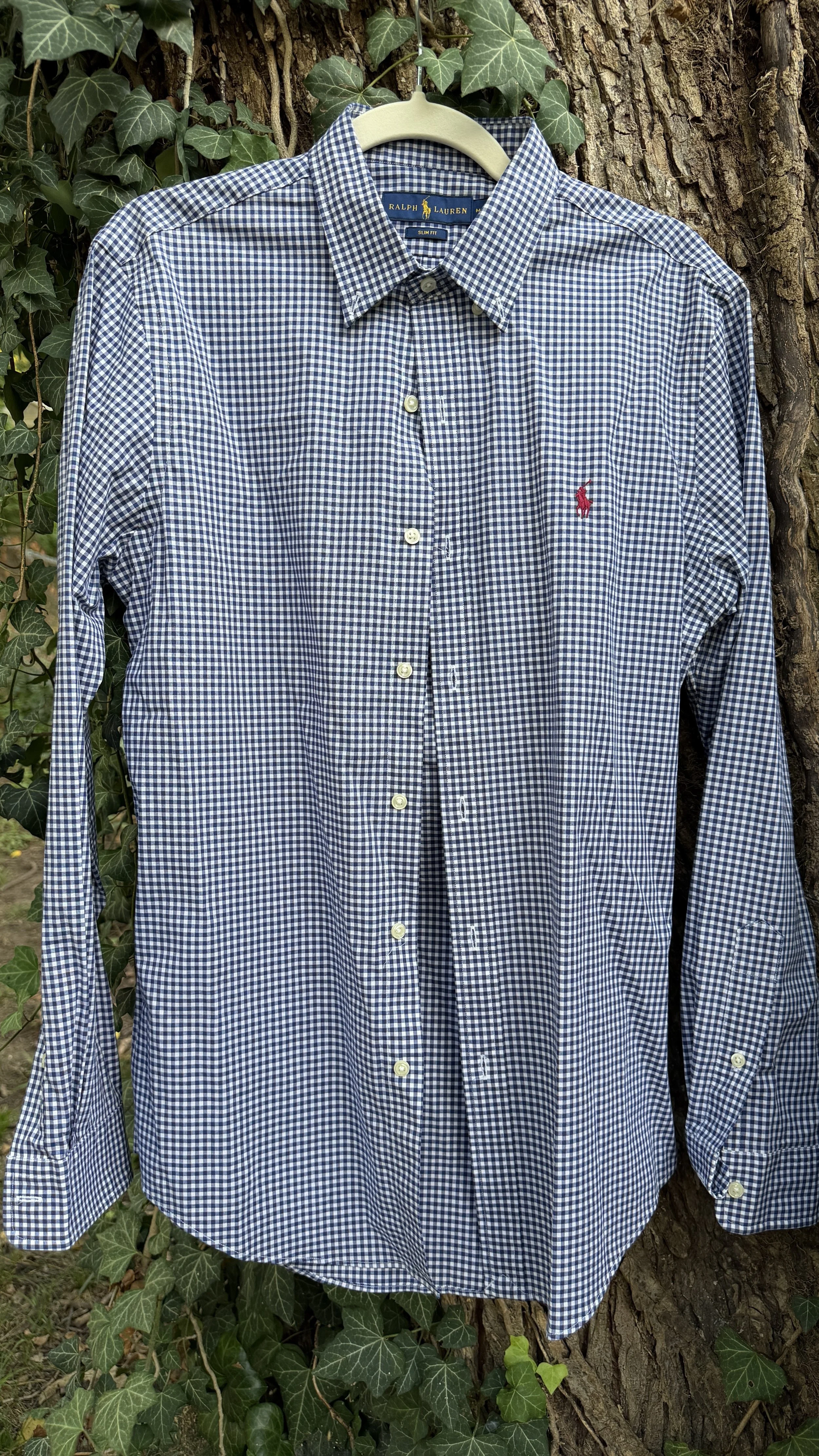 Vintage Ralph Lauren Navy Gingham Button-Down (Slim Fit)