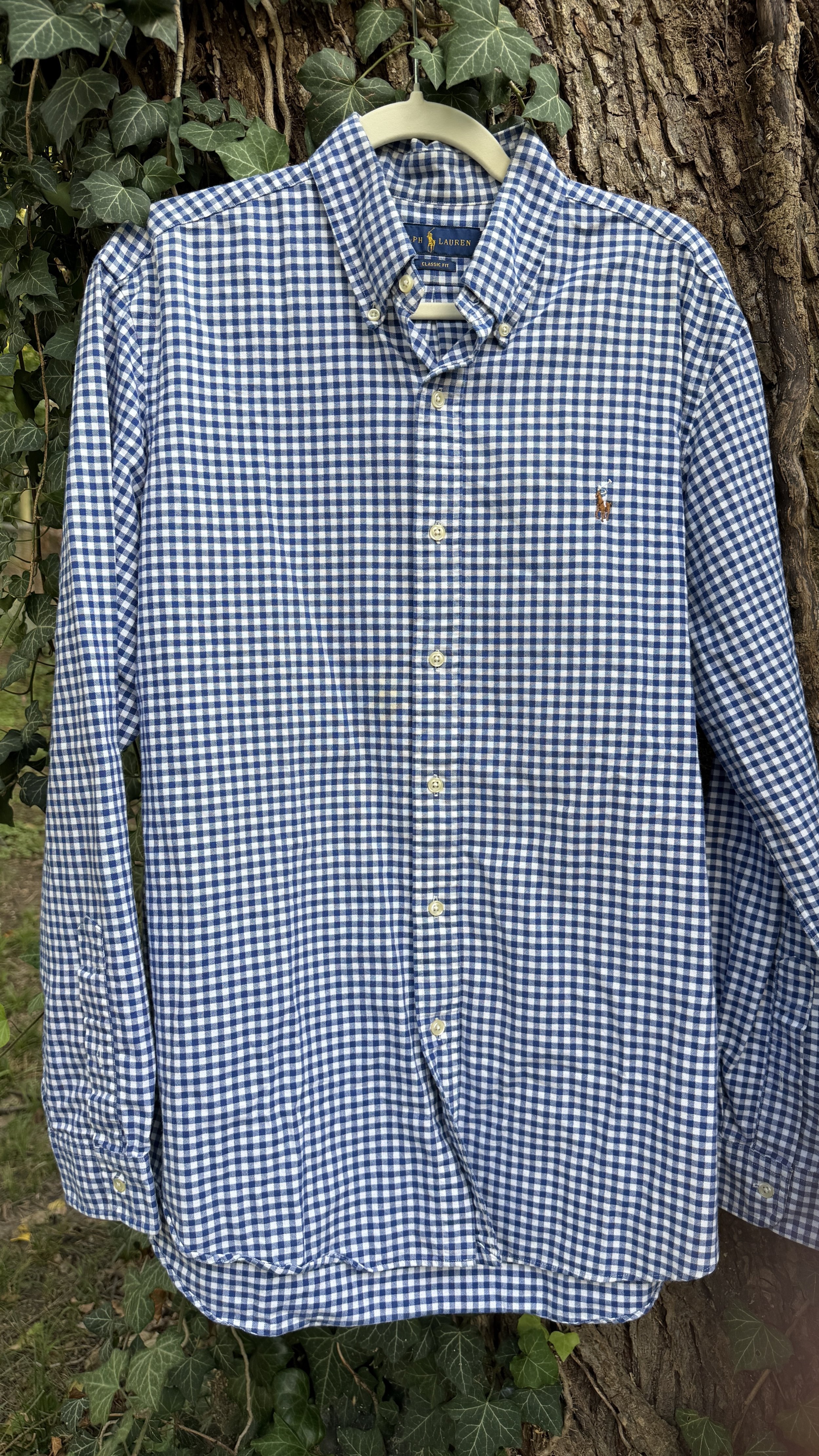 Vintage Ralph Lauren Navy & White Gingham Button-Down (Classic Fit)