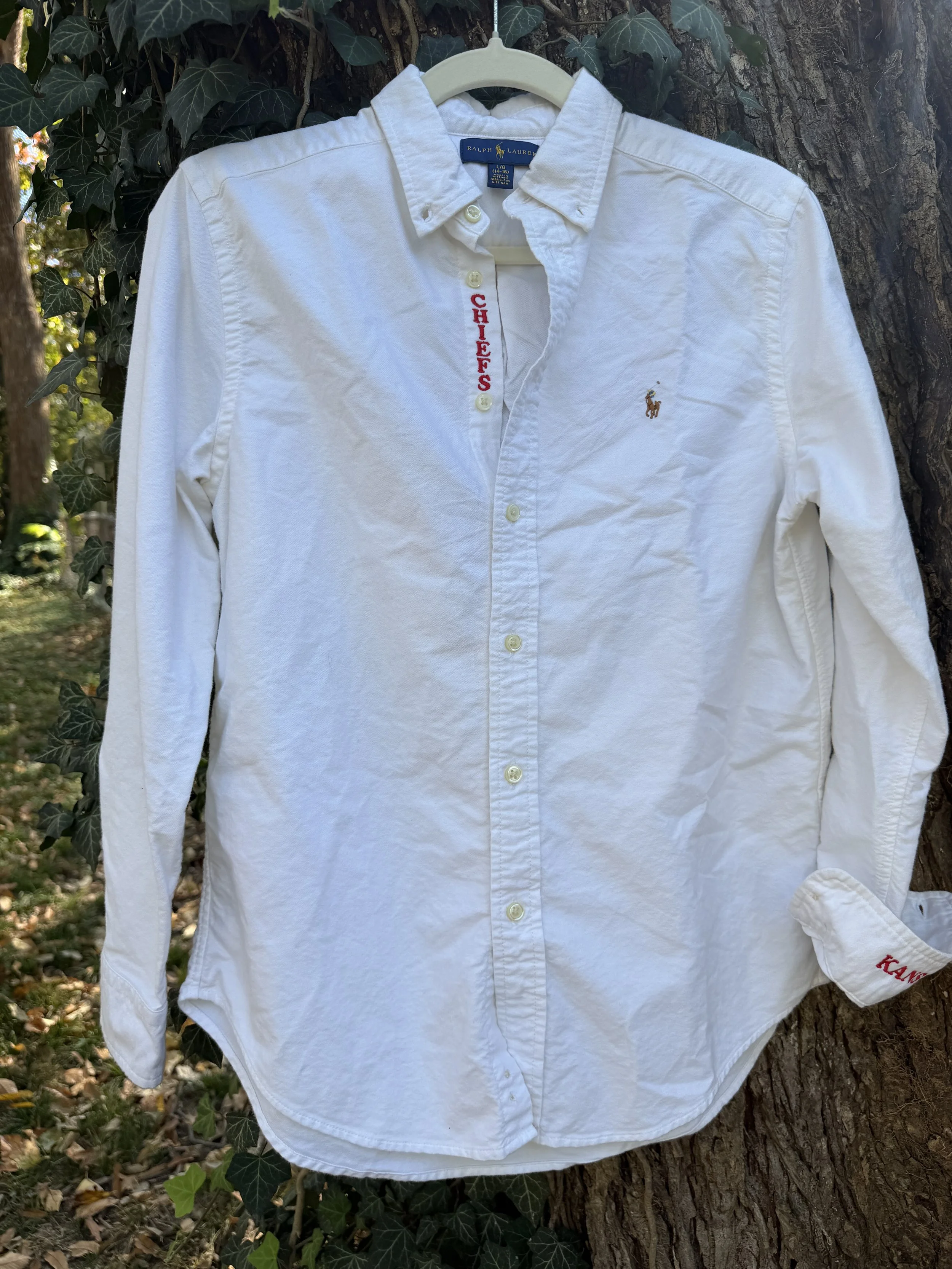 upcycled chiefs icon button-down // #203 (youth L)