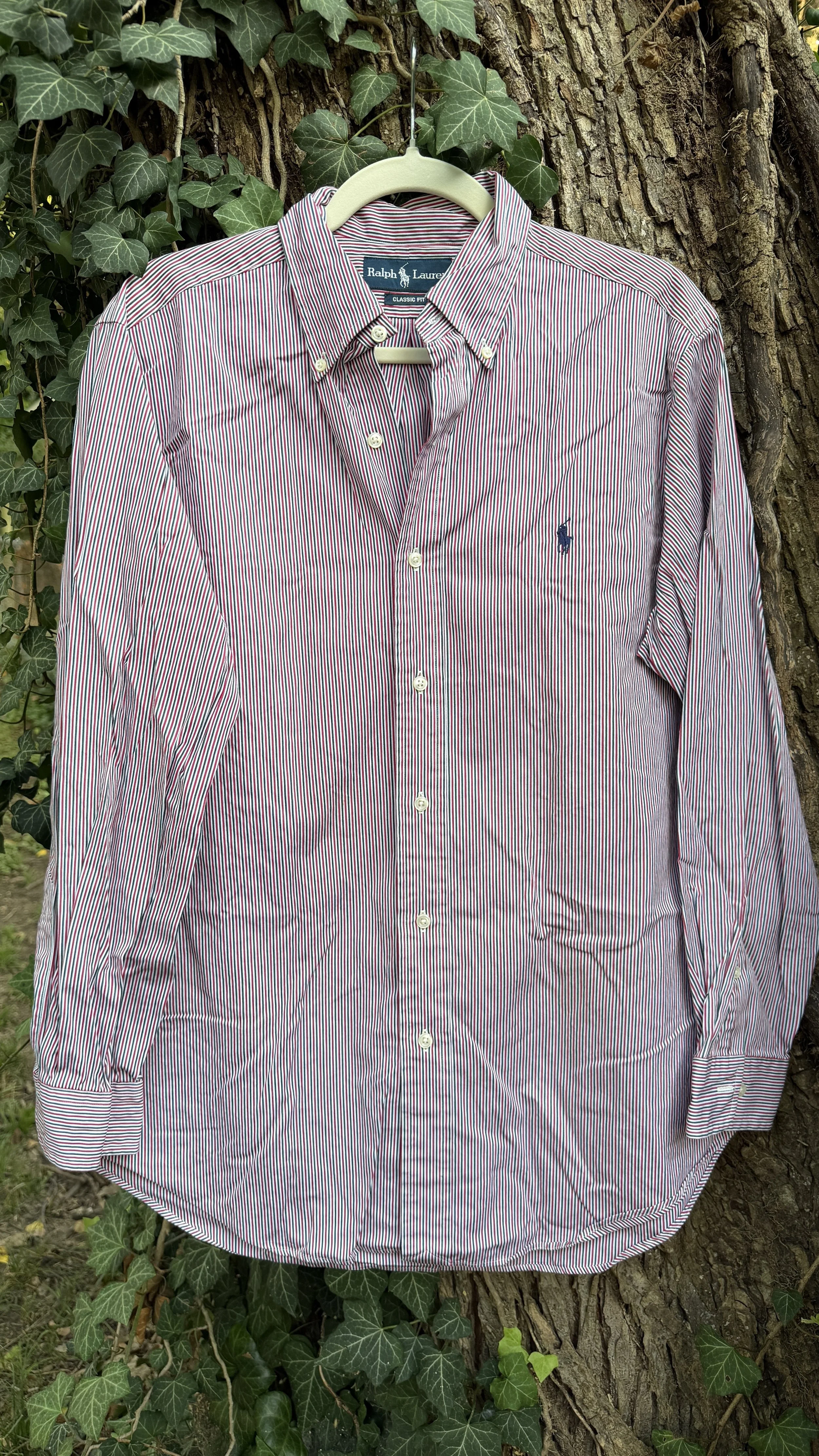 Vintage Ralph Lauren Red & Green Stripe Button-Down (Classic Fit)