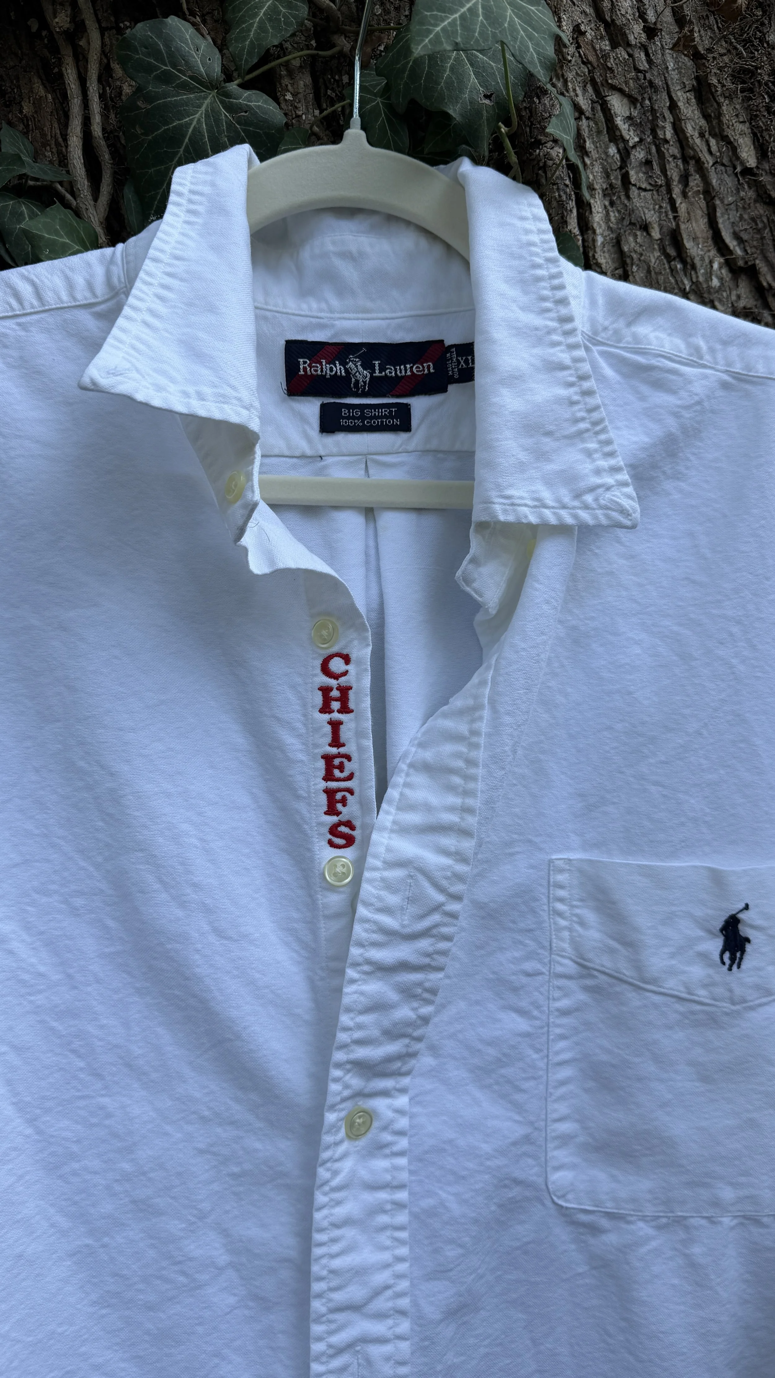 upcycled chiefs icon button-down // #106