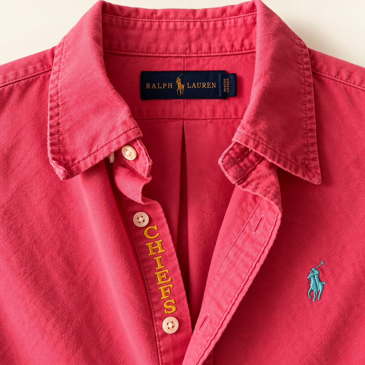 upcycled chiefs icon button-down // #156