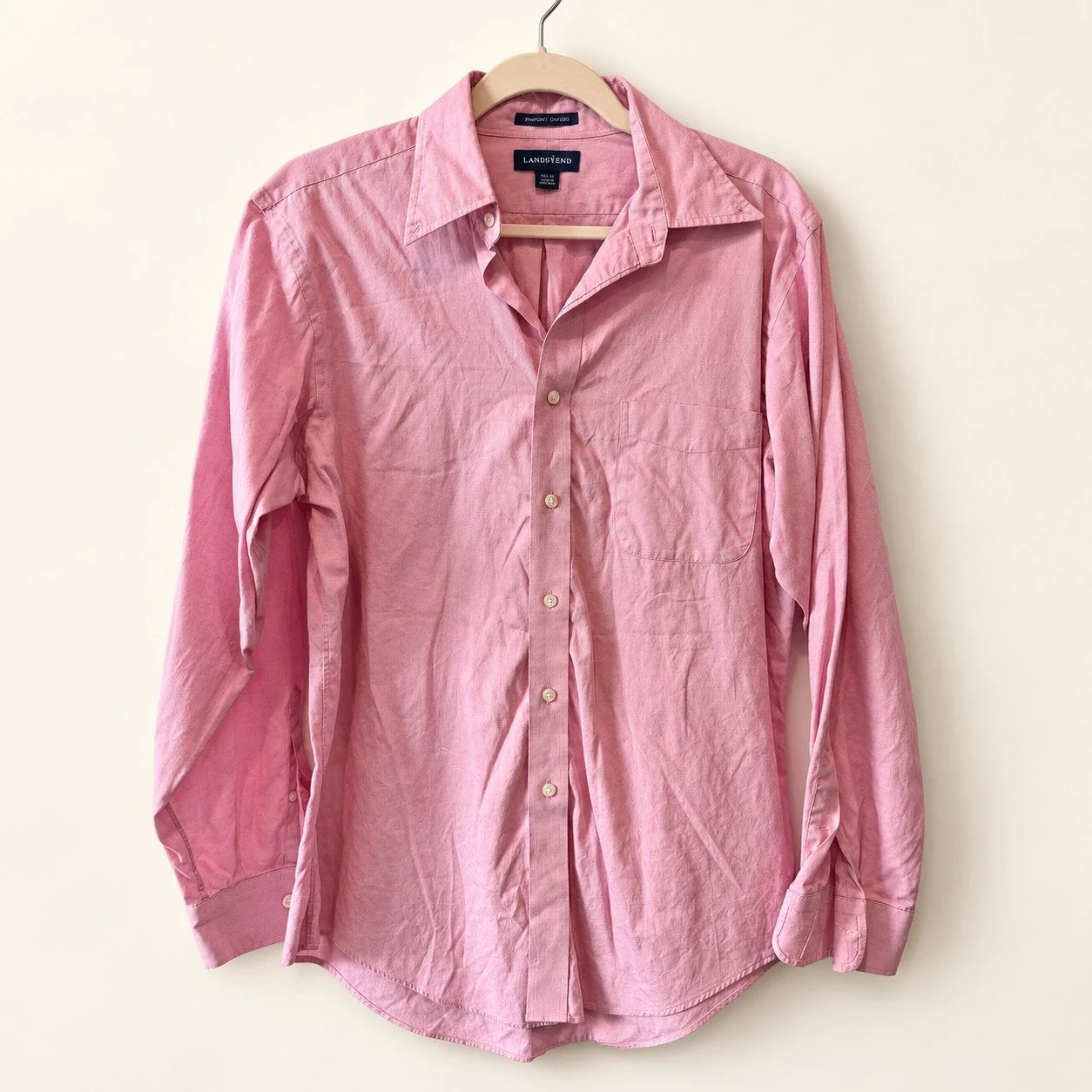 Lands' End Pink Pinpoint Oxford Button-Down