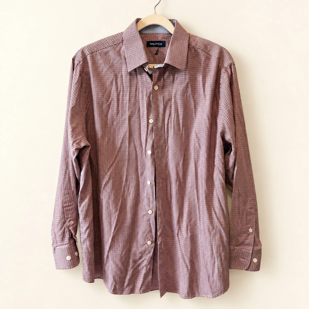 Nautica Red & Navy Mini-Check Button-Down