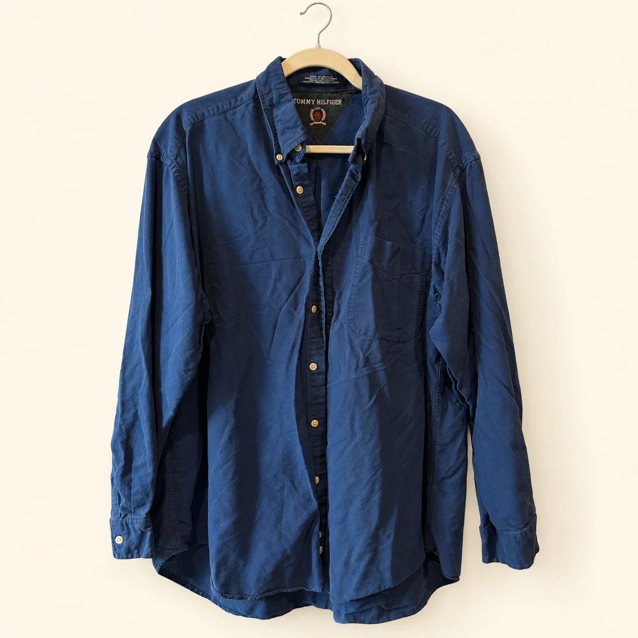 Tommy Hilfiger Navy Button-Down (Crest Logo)